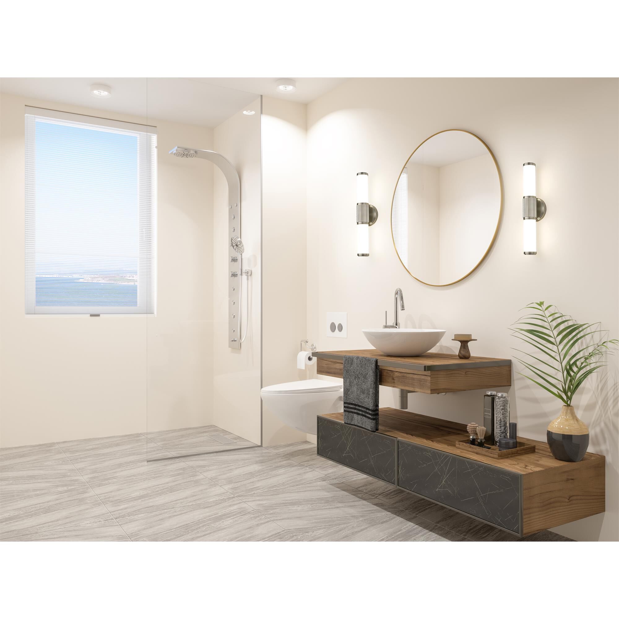 Shown in Brushed Nickel finish and Opal White glass and Opal White shade