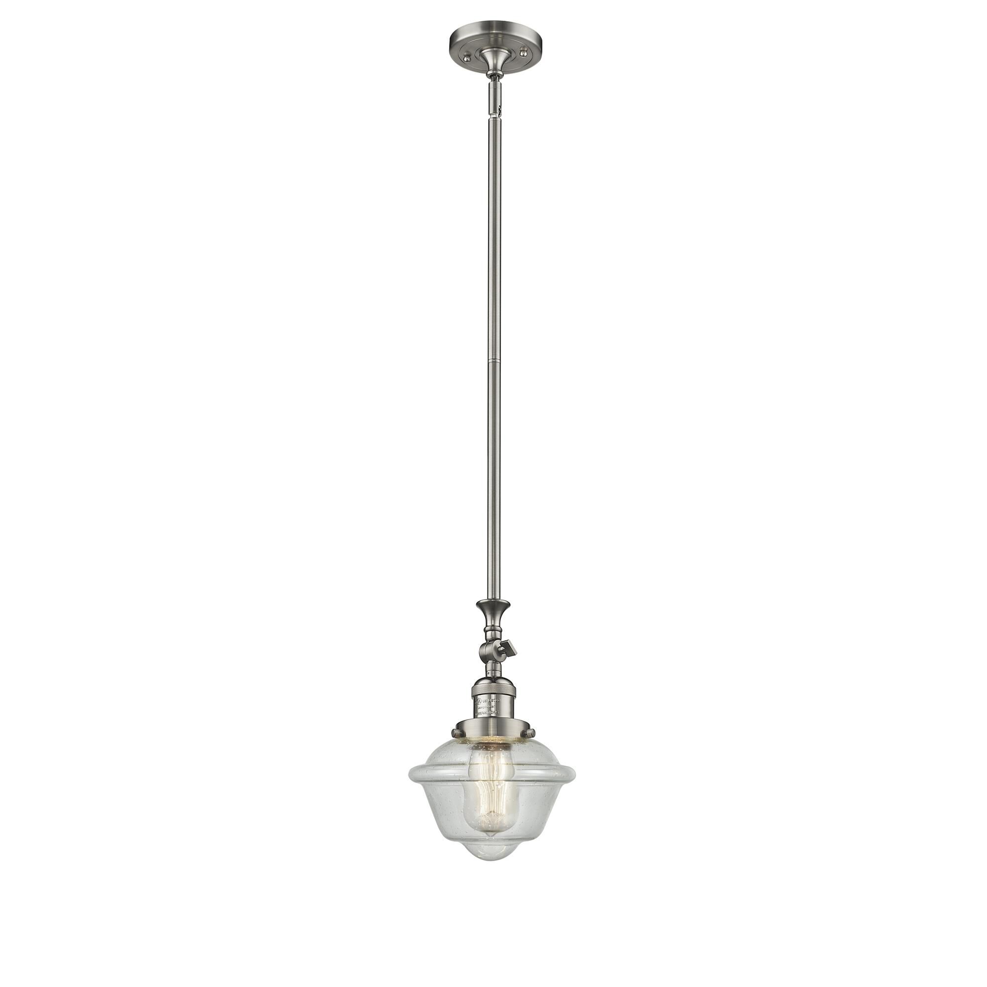 Shown in Brushed Satin Nickel finish and Seedy glass