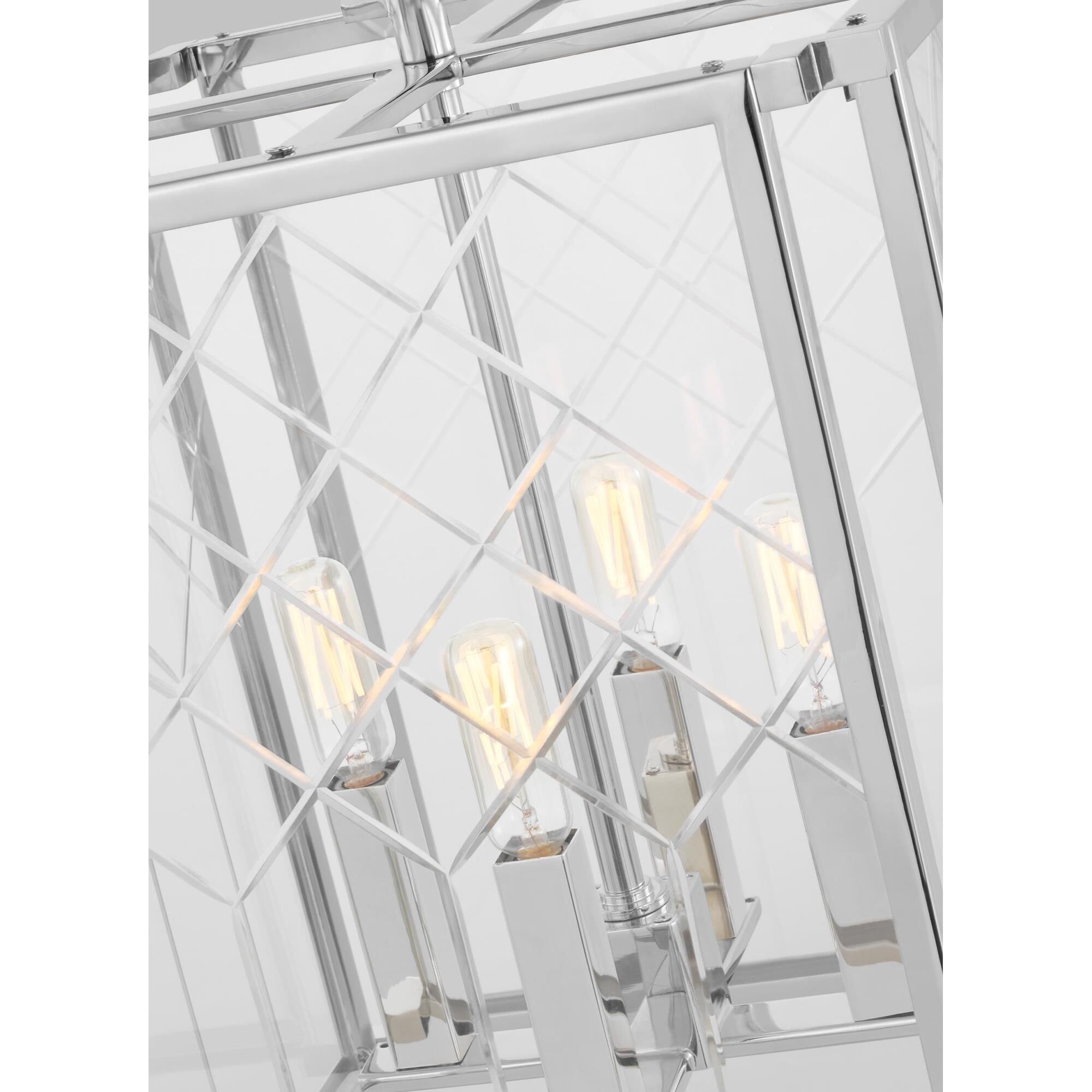 Shown in Polished Nickel finish and Clear With Diamond Cut Pattern glass