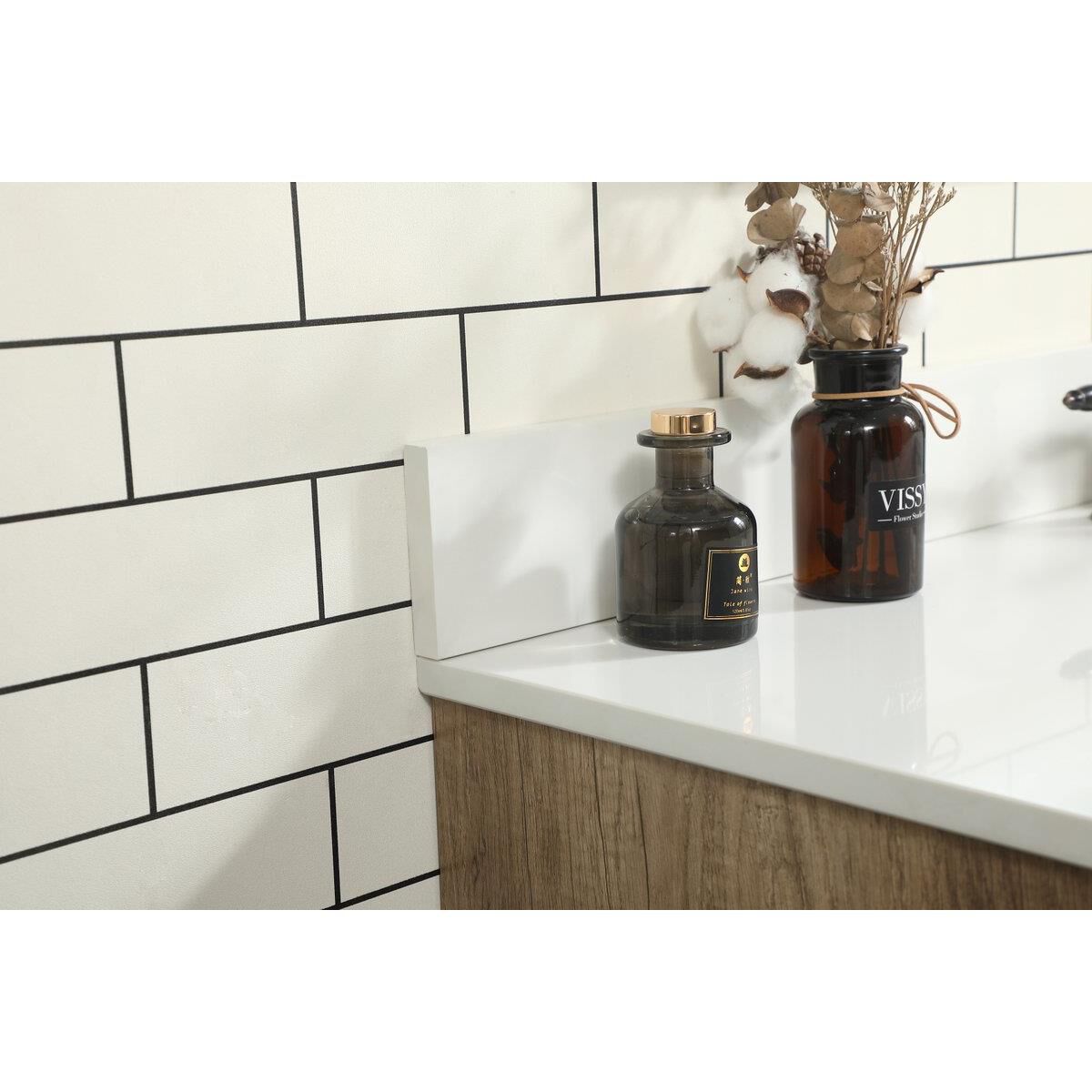 Shown in Natural Oak finish and With Backsplash accent