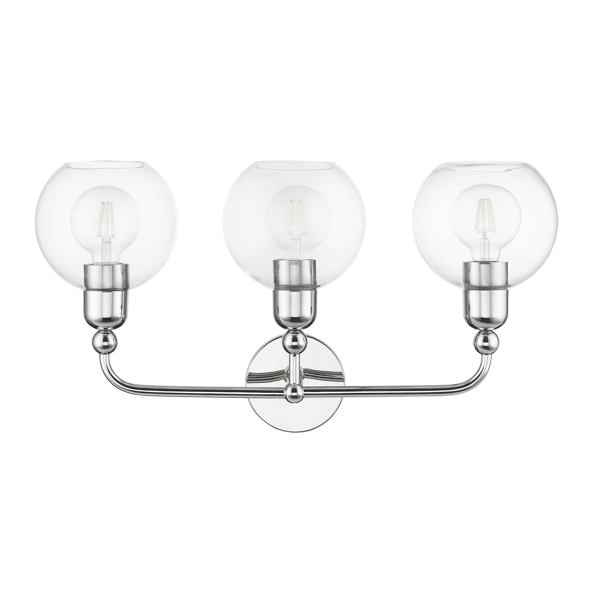 Shown in Polished Chrome finish and Clear glass