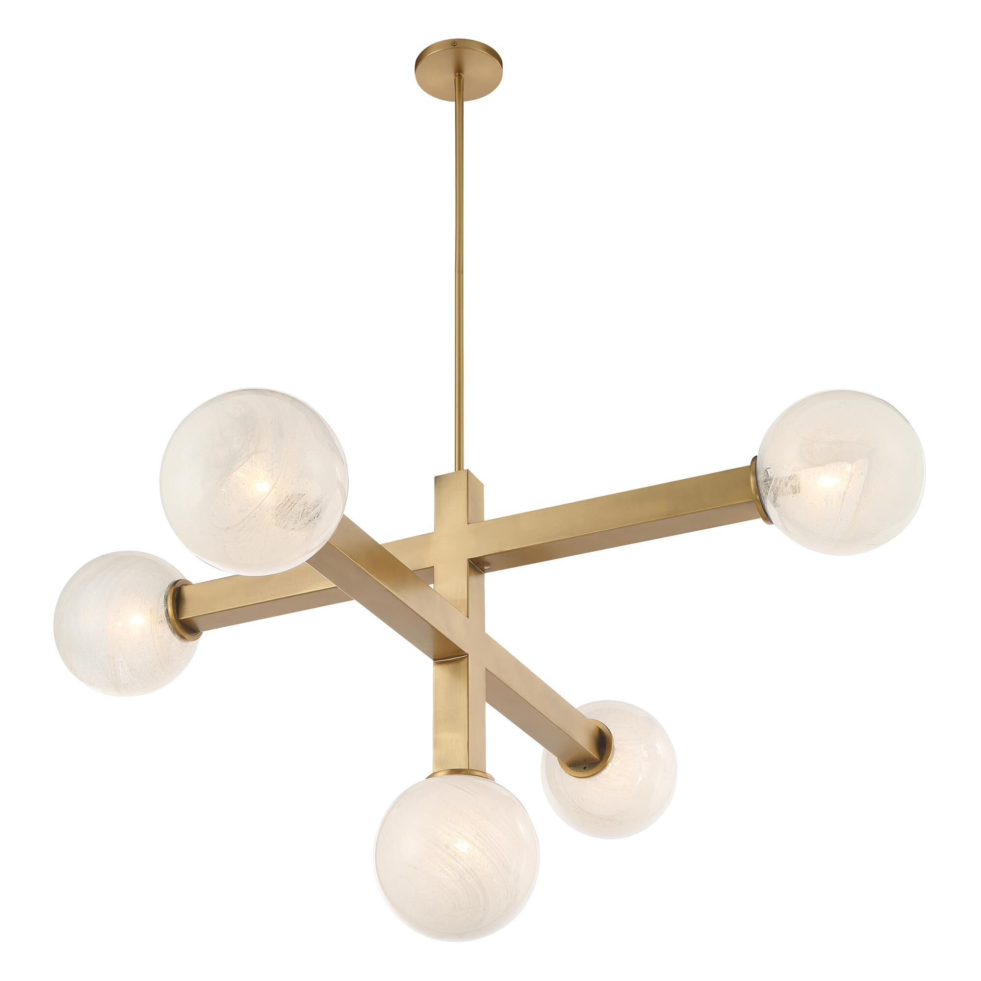 Shown in Legacy Brass finish and White Bubble glass