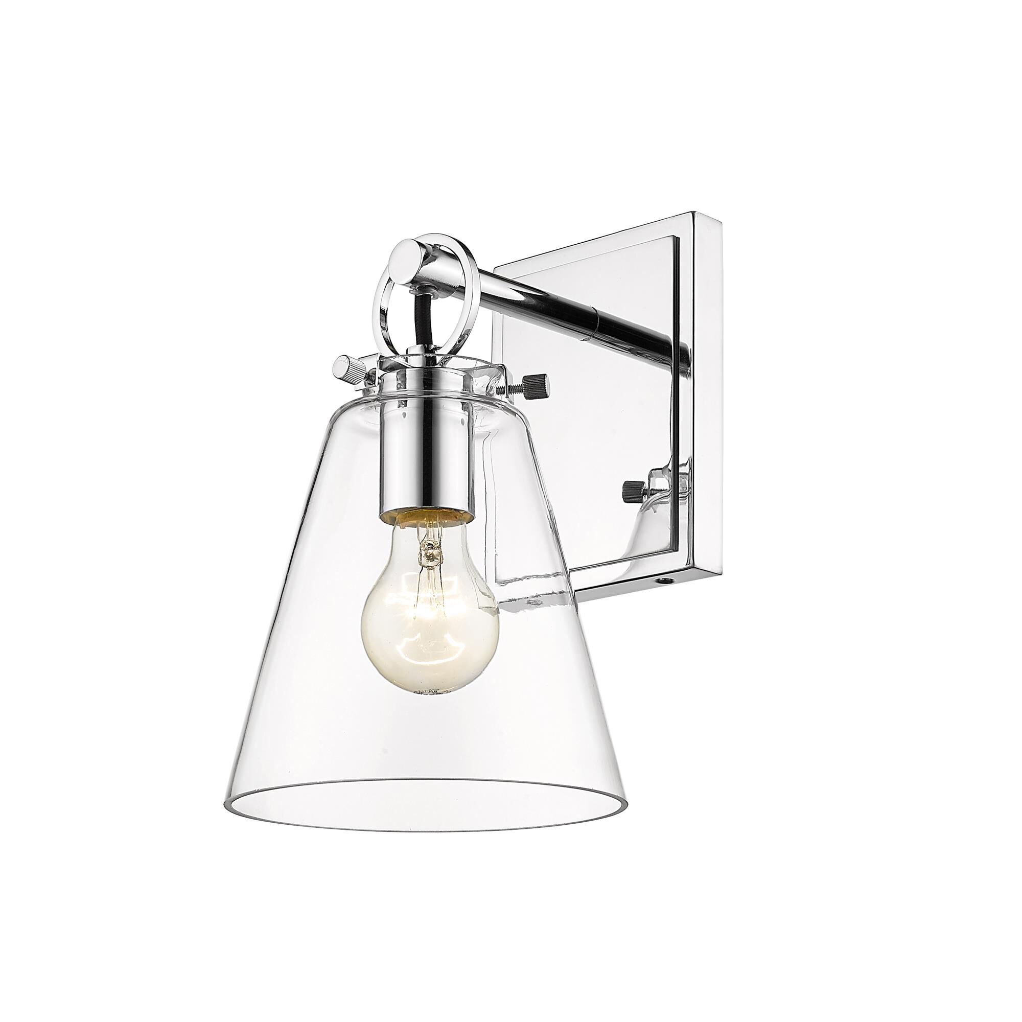 Shown in Chrome finish and Glass shade