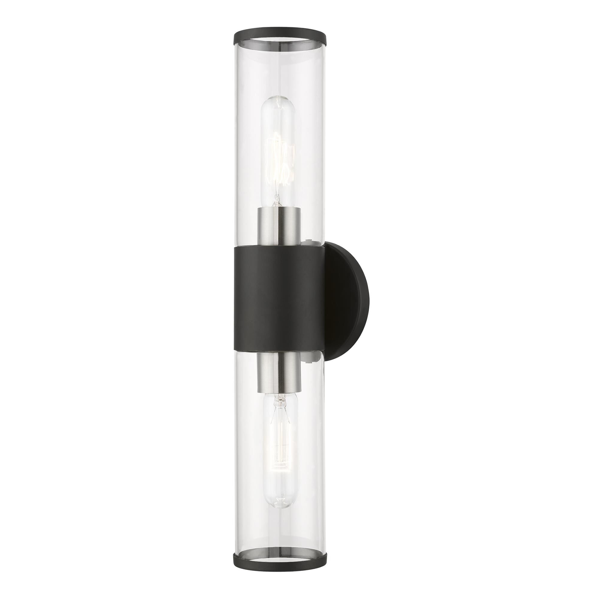 Shown in Black With Brushed Nickel Accent finish and Clear glass and Clear Glass shade