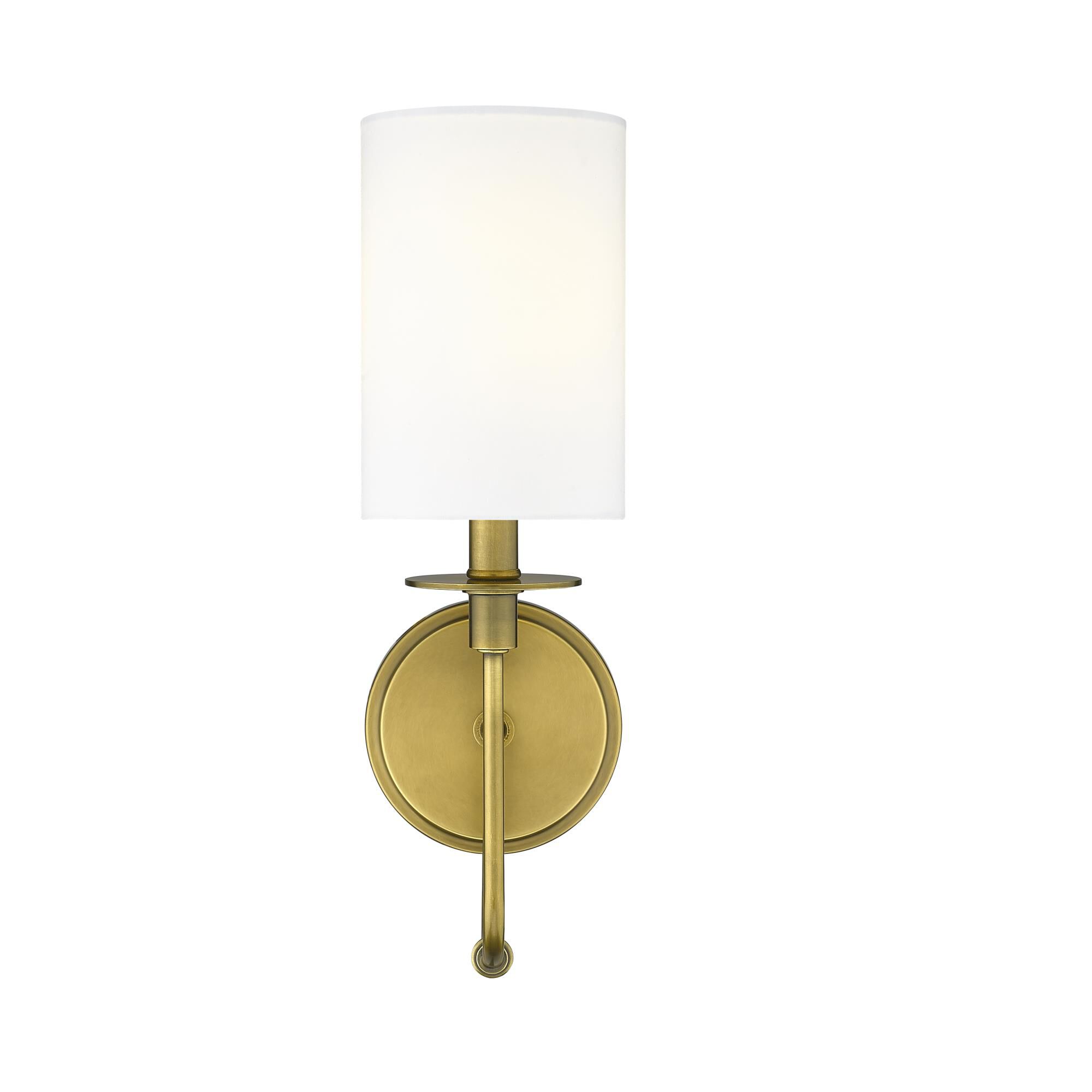 Shown in Rubbed Brass finish and Fabric glass and Fabric shade