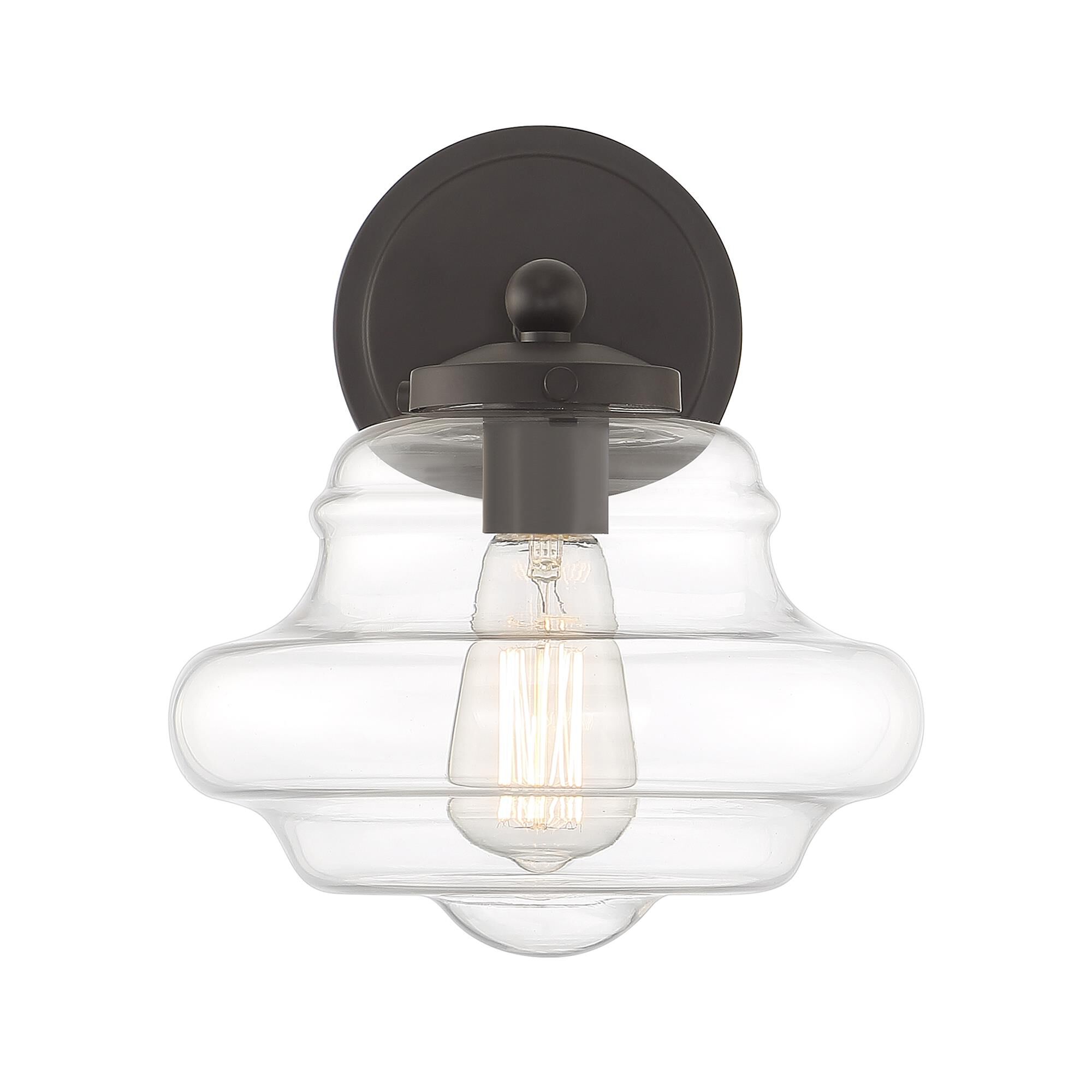 Shown in Oil Rubbed Bronze finish and Clear glass and Glass shade