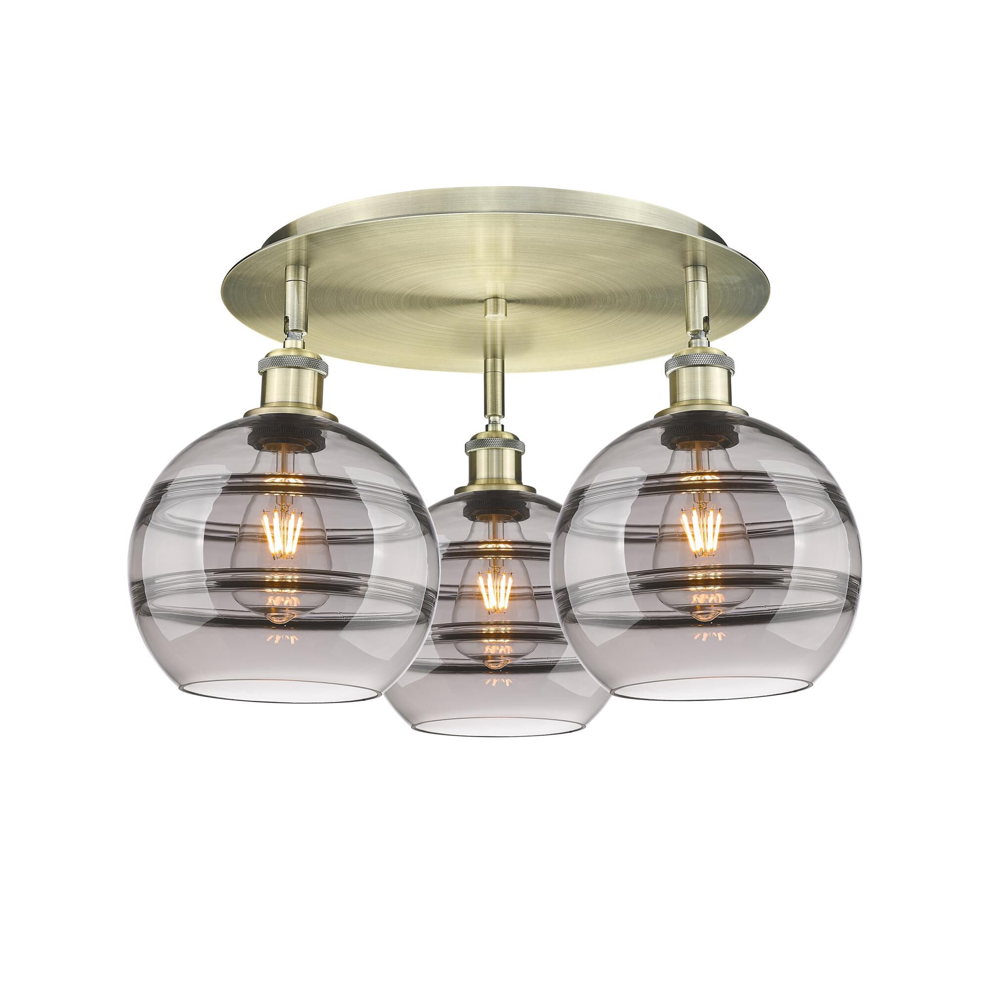 Shown in Antique Brass finish and Light Smoke glass
