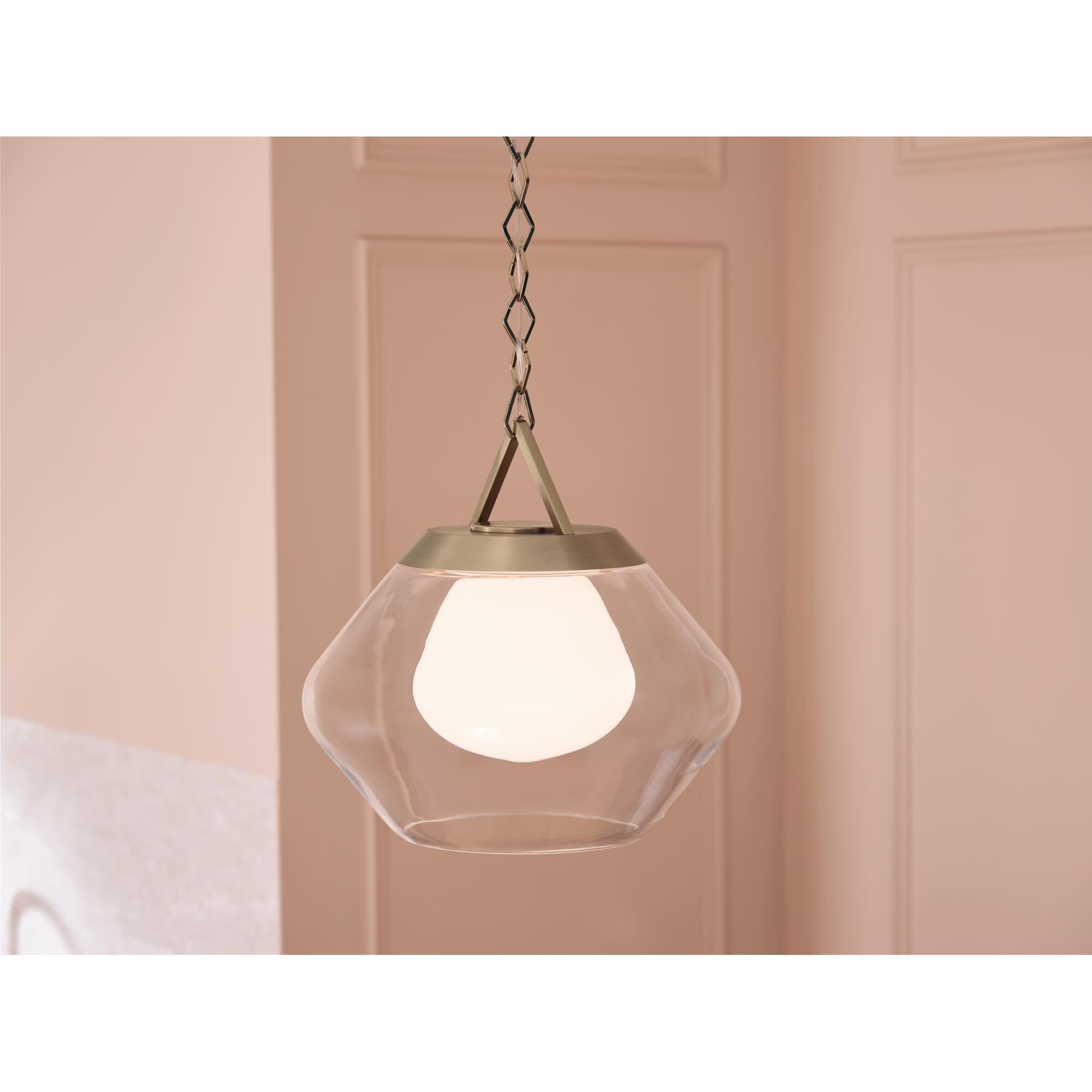 Shown in Champagne Bronze finish and Clear Outer Glass with Opal Interior glass