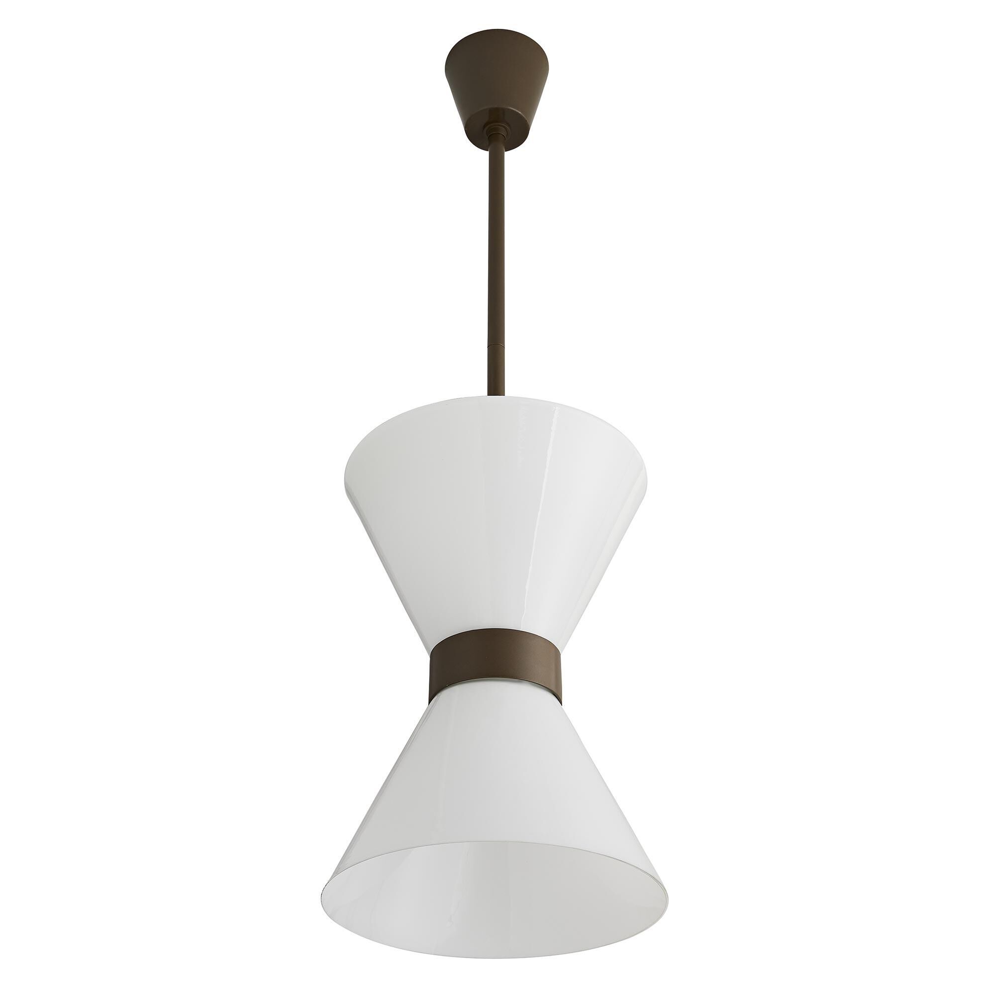 Shown in Aged Brass finish and Opal glass