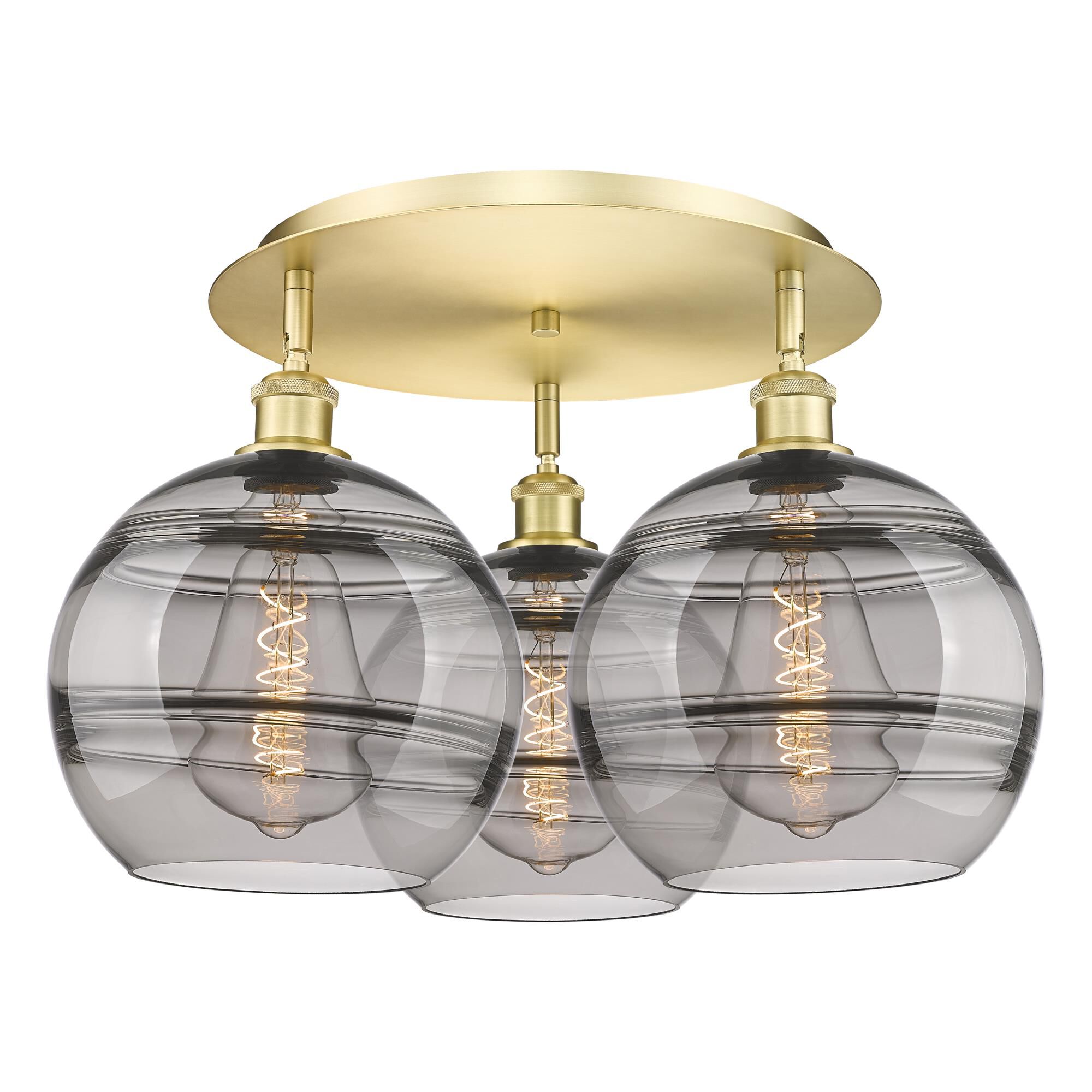 Shown in Satin Gold finish and Light Smoke glass