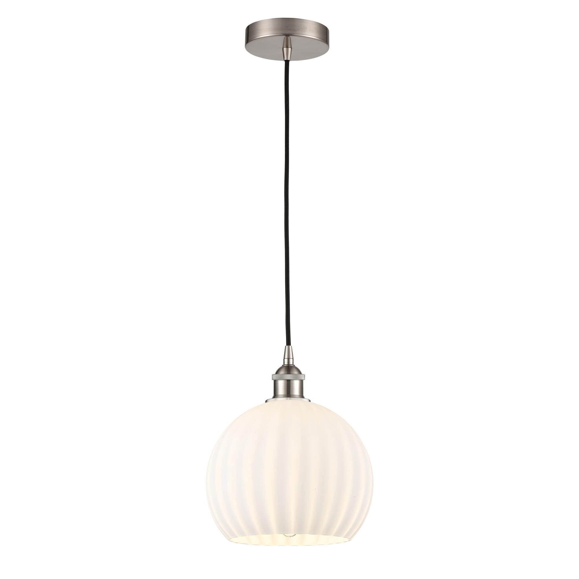 Shown in Brushed Satin Nickel finish and White Venetian glass