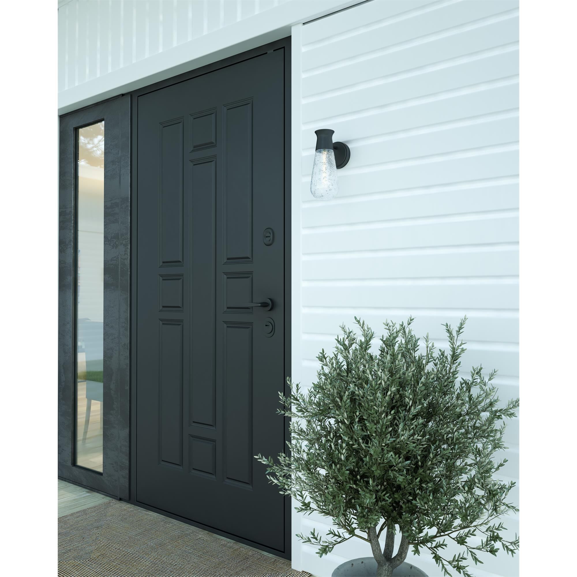 Shown in Black finish and Clear Bubble  glass