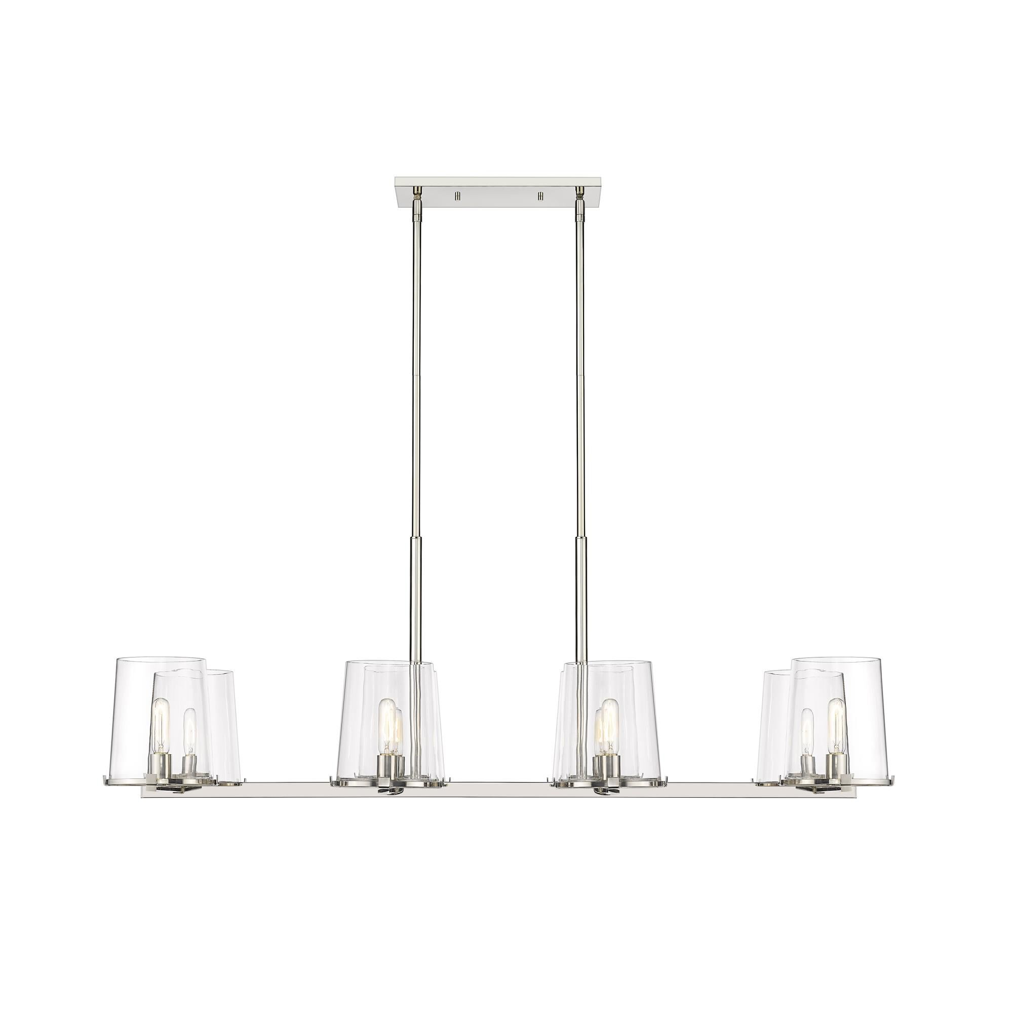 Shown in Polished Nickel finish and Glass shade