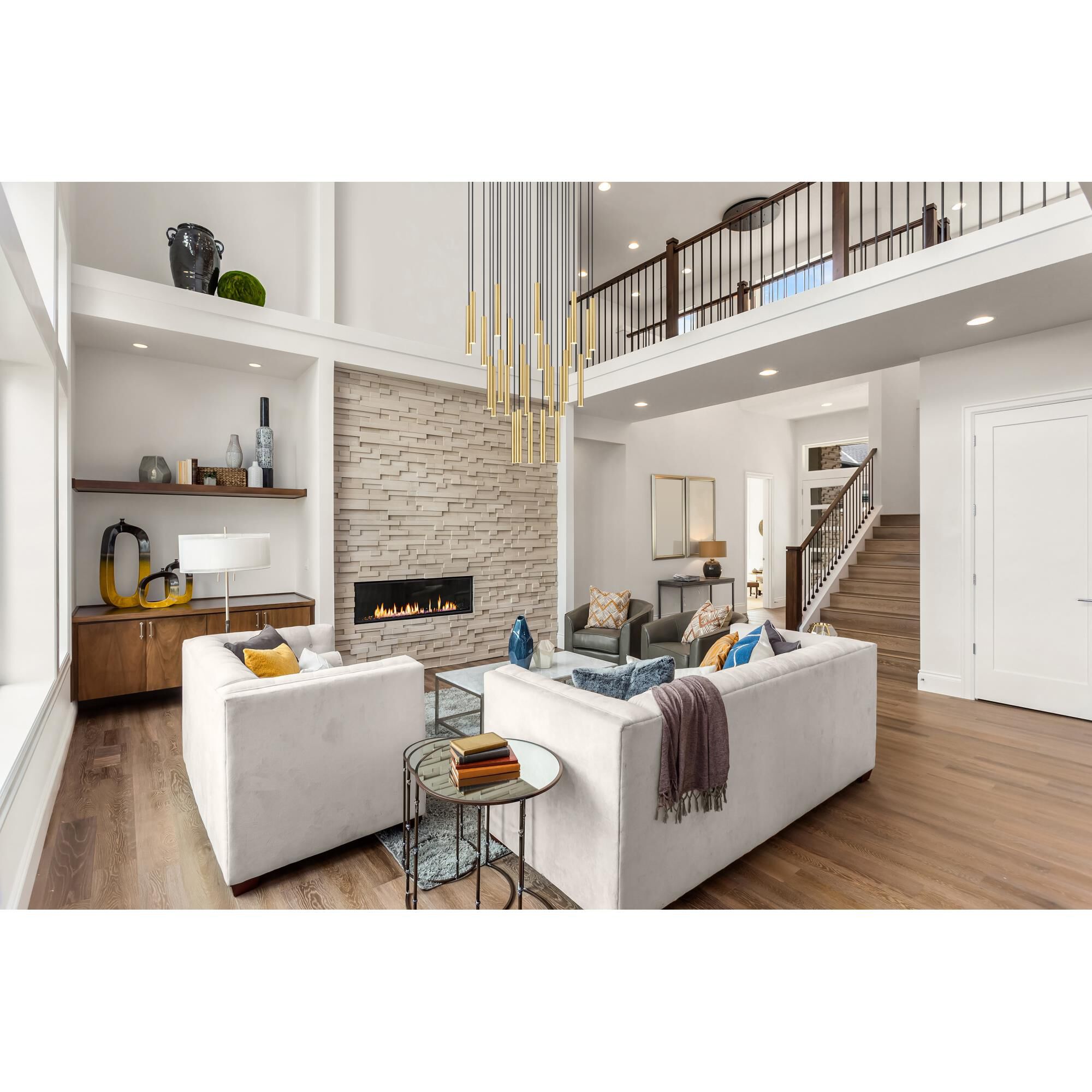 Shown in Modern Gold finish and Modern Gold glass and Modern Gold shade