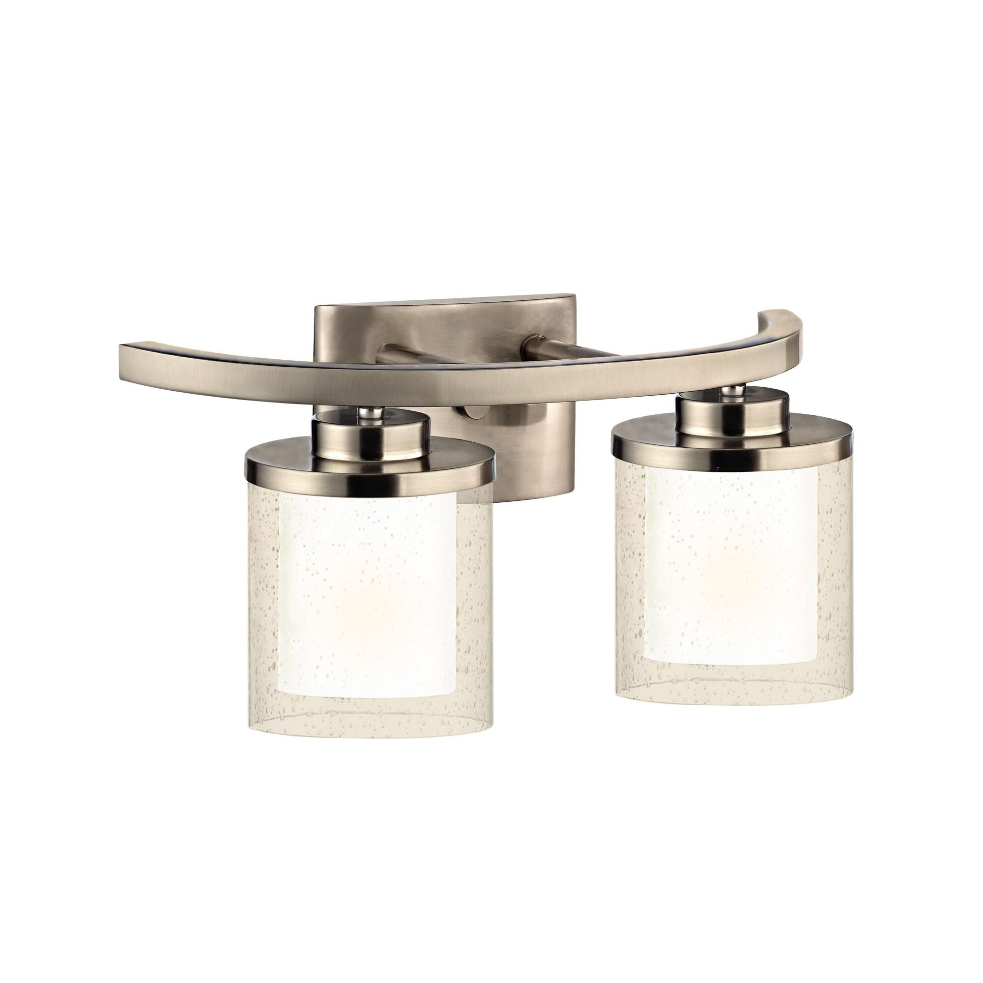 Shown in Satin Nickel finish and Clear Seedy Outer Satin White Inner glass