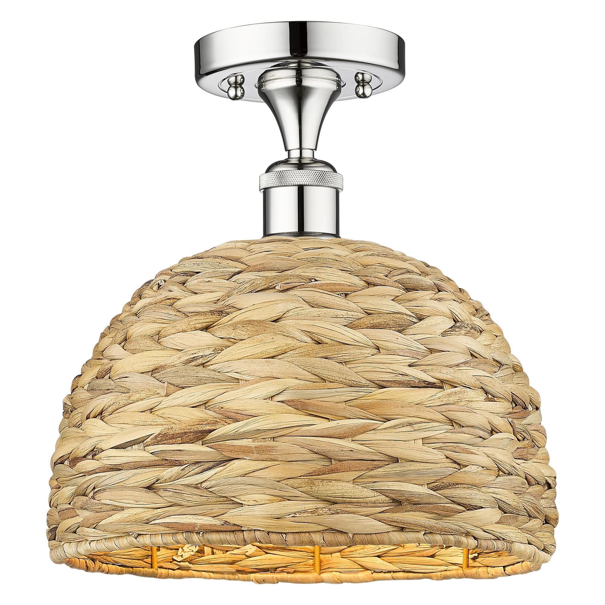 Bruno Marashlian Woven Rattan 12 Inch Semi Flush Mount by Innovations Lighting