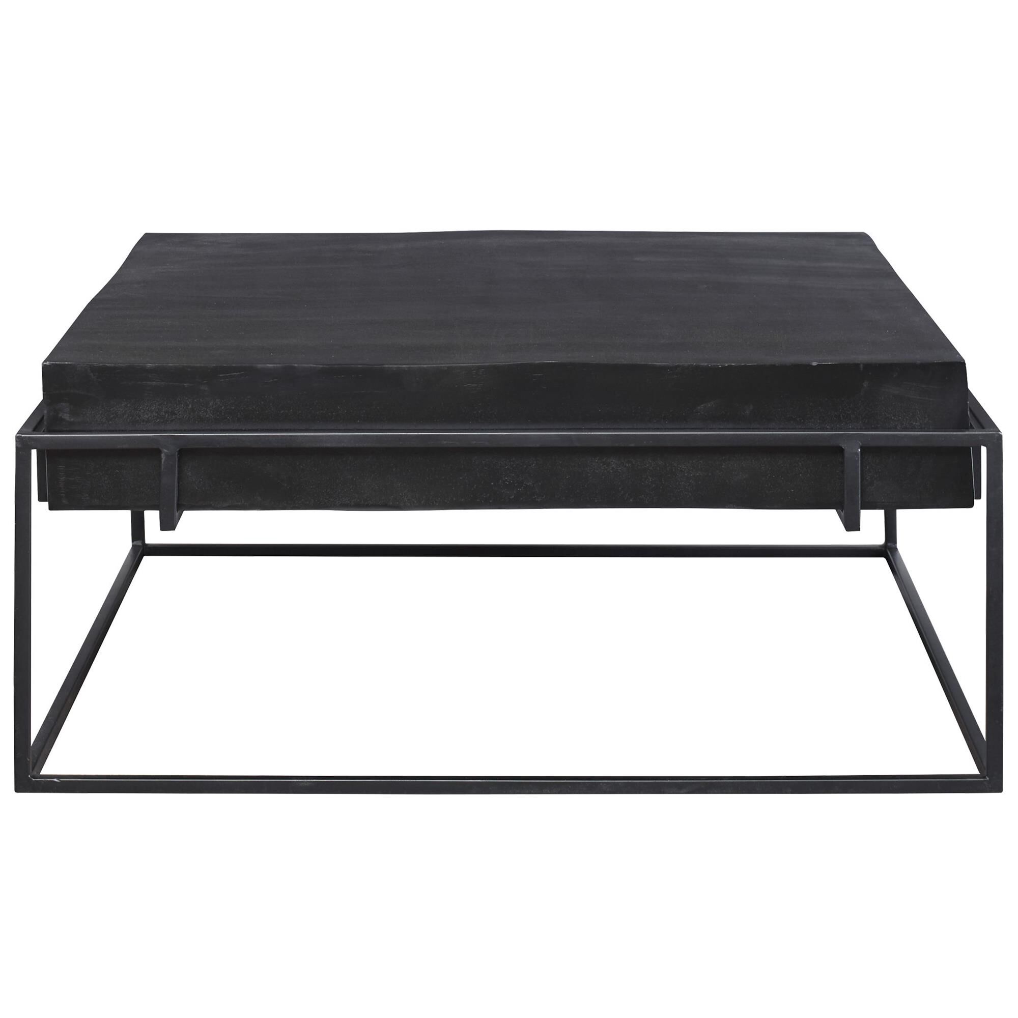 Shown in With Modern Minimalist Styling, This Coffee Table Features A Thick Cast Aluminum Top With Natural Te finish