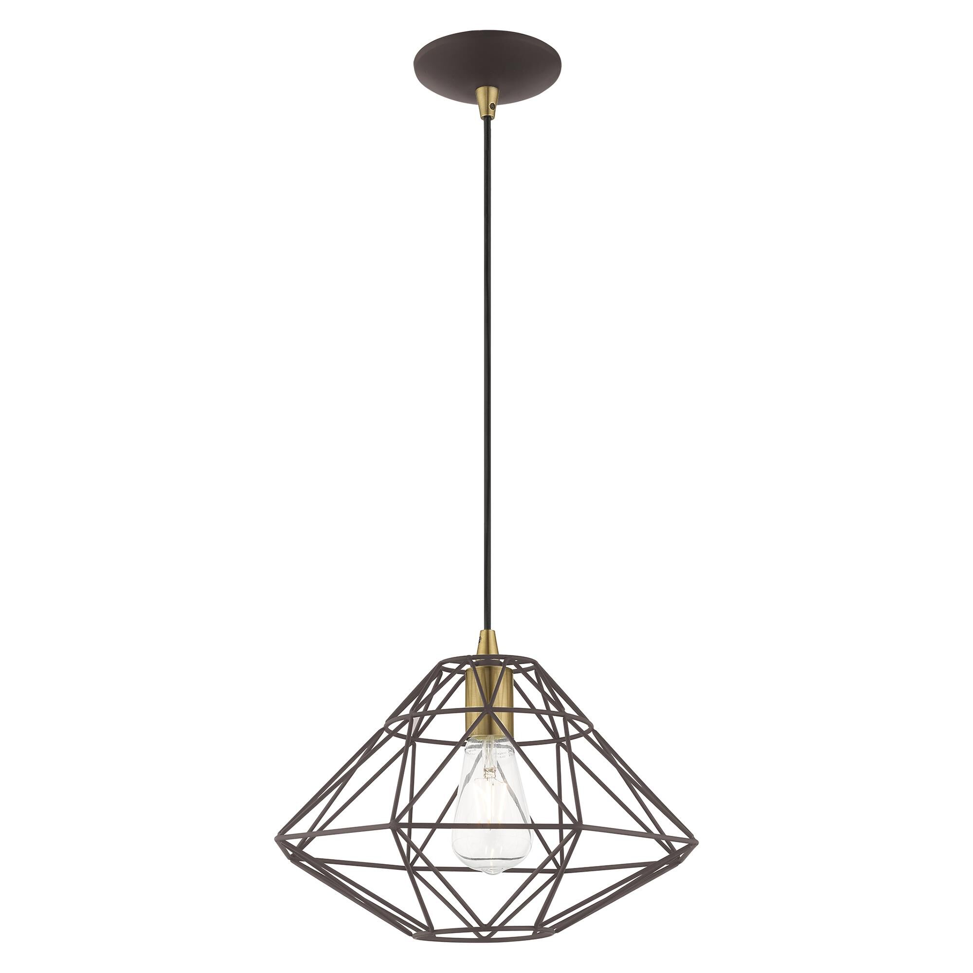 Shown in Bronze finish and Bronze Geometric Metal shade