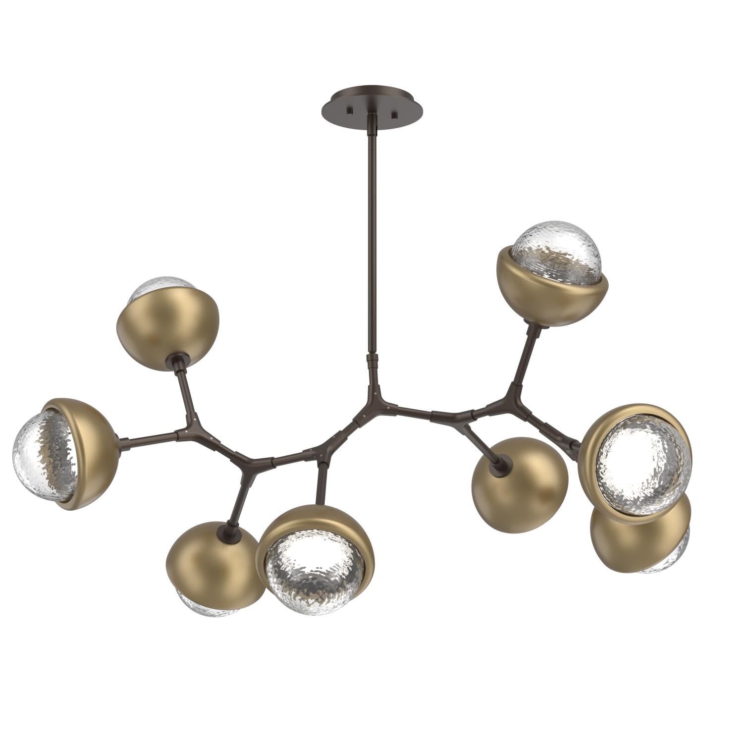 Shown in Flat Bronze finish and Clear glass and Gilded Brass accent