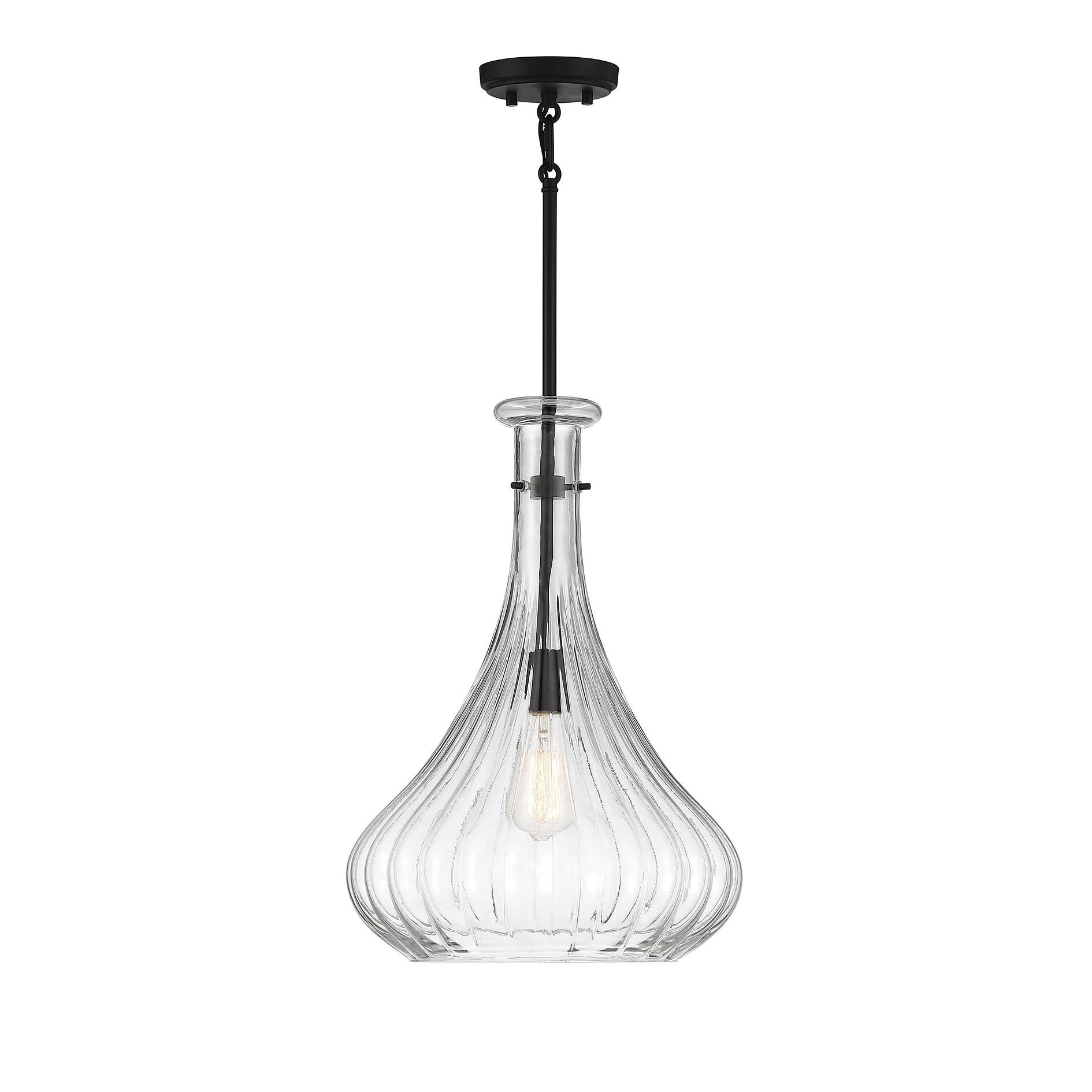 Shown in Matte Black finish and Ribbed glass