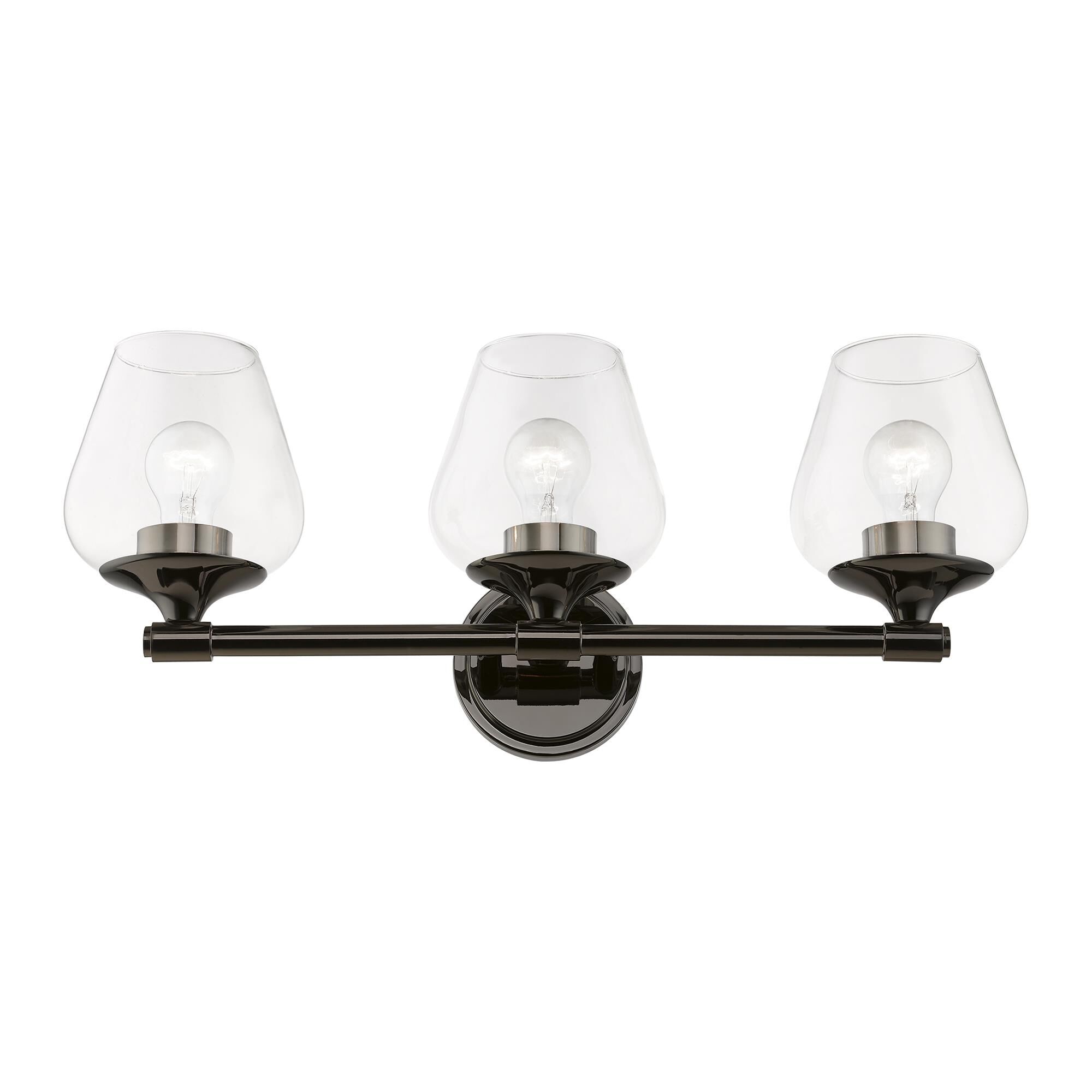 Shown in Black Chrome finish and Clear glass