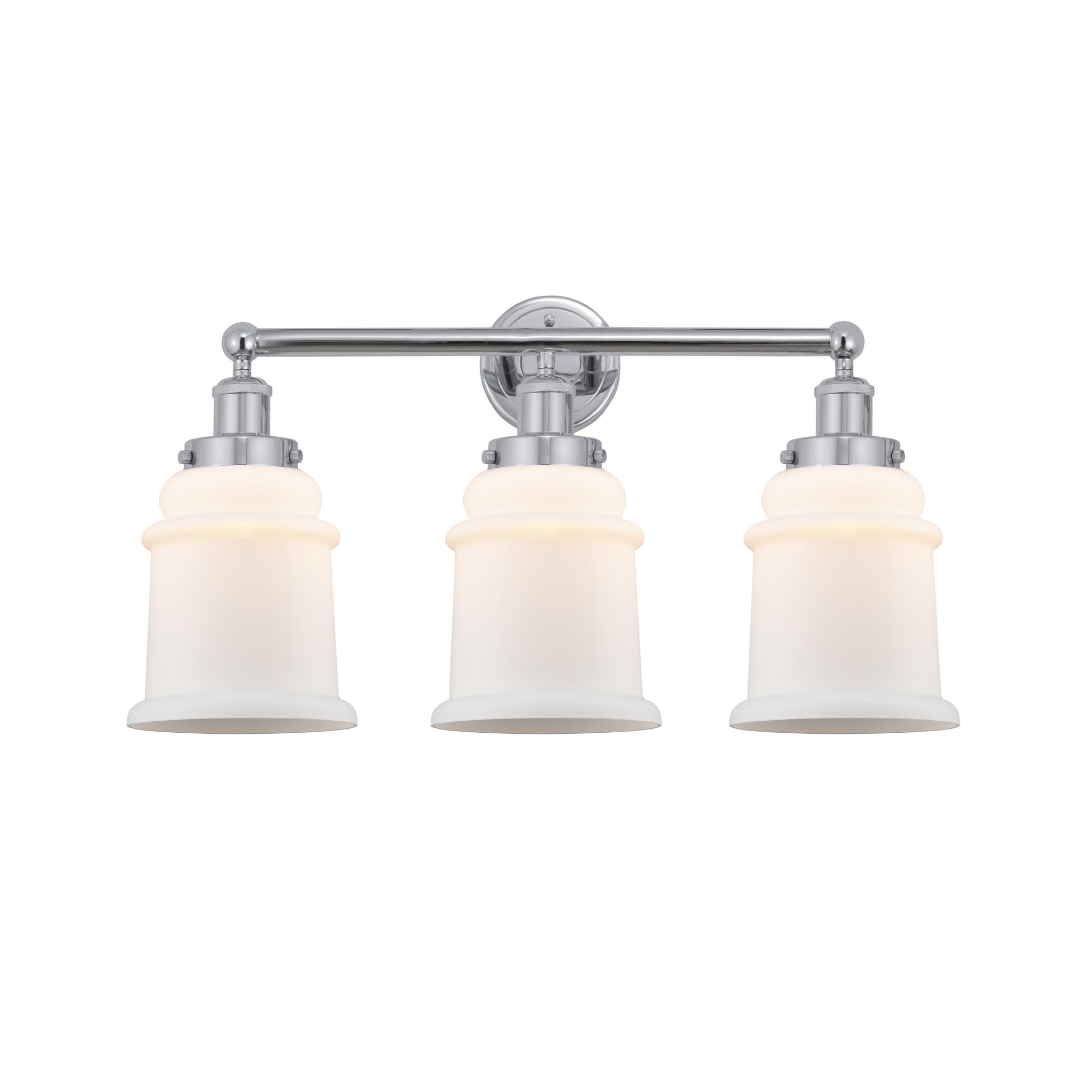 Shown in Polished Chrome, Matte White finish and Matte White glass and Matte White Glass shade