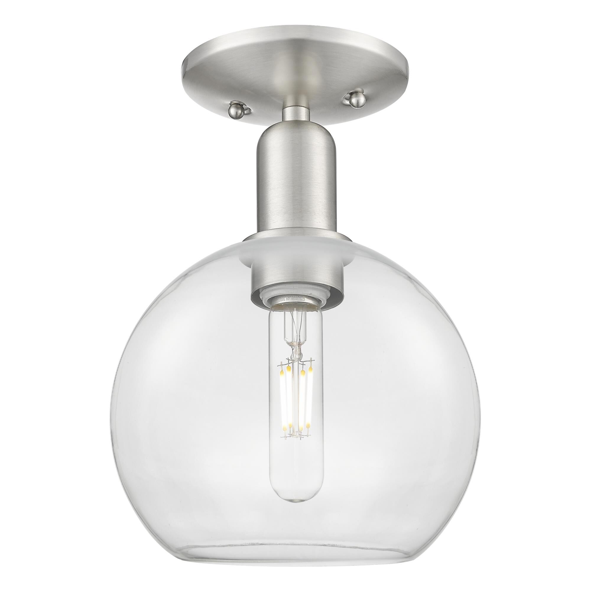 Shown in Brushed Satin Nickel finish and Clear glass