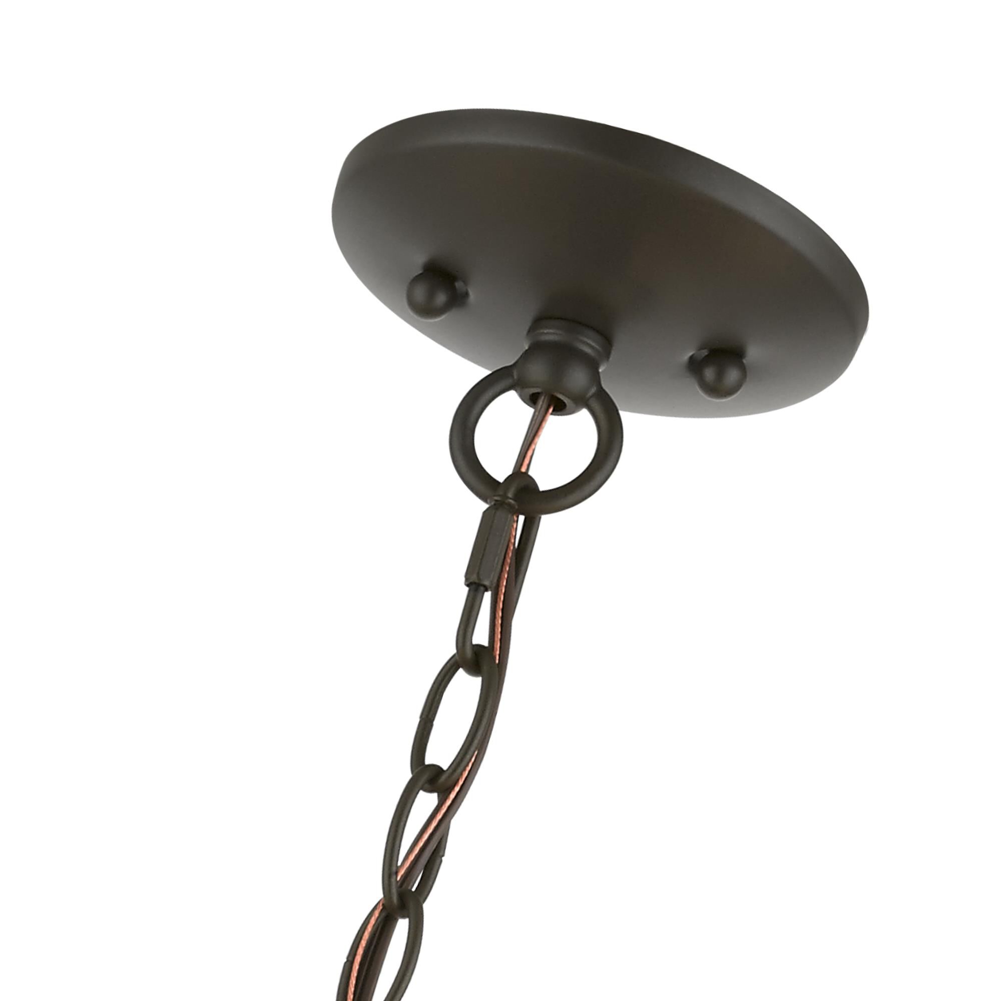 Shown in English Bronze finish and Off-White Fabric Hardback with White Fabric Inside shade