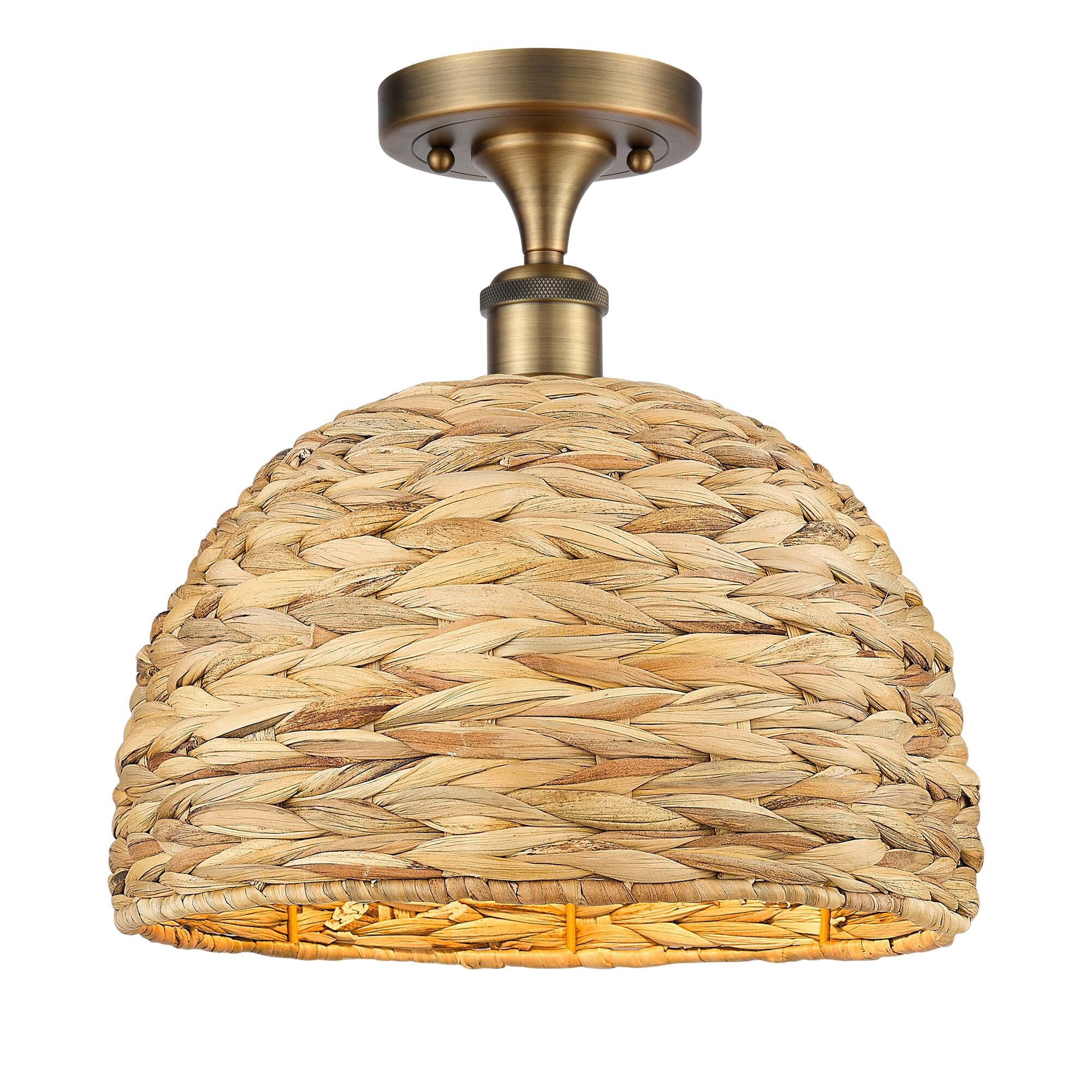 Shown in Brushed Brass finish and Natural shade