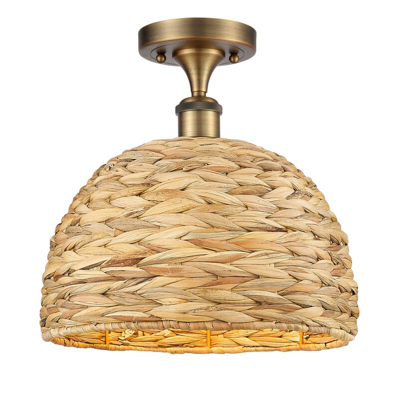 Bruno Marashlian Woven Rattan 12 Inch Semi Flush Mount by Innovations Lighting