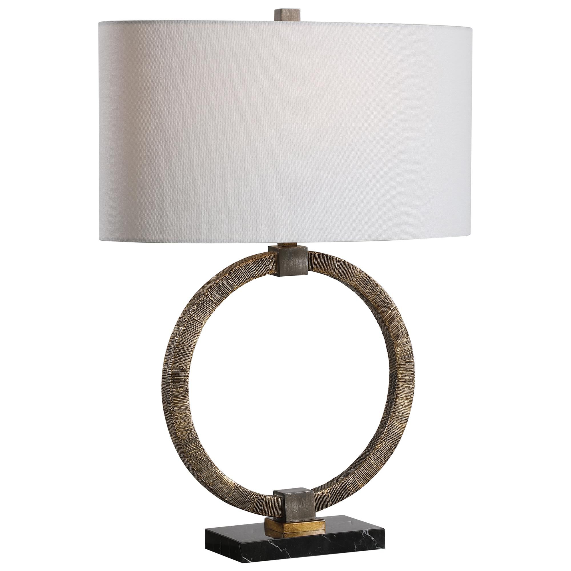 Shown in Inspired By Tribal And Bohemian Styles, This Table Lamp Features A Heavily Antiqued Gold Finish With finish and Oval  Hardback shade