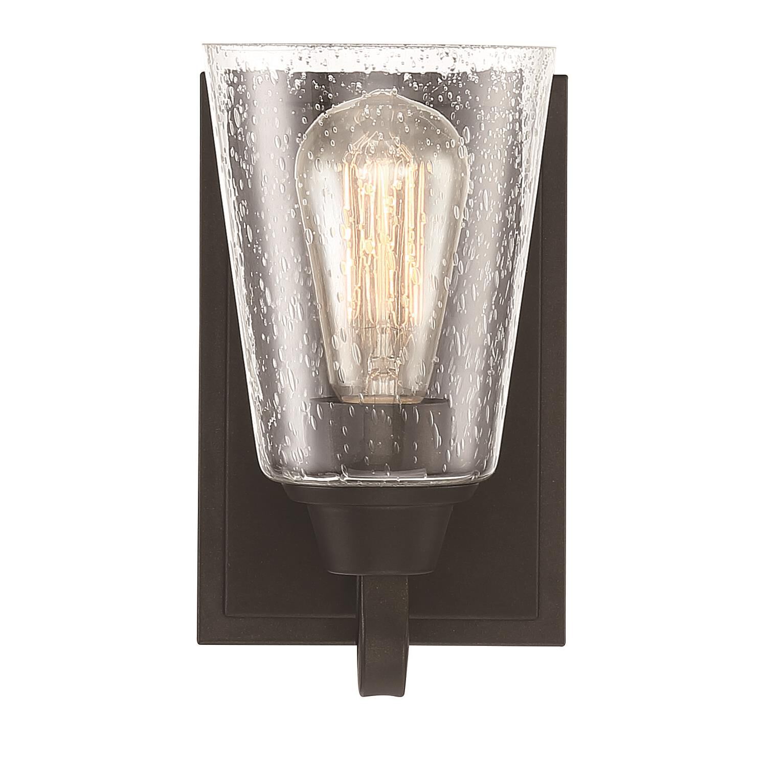 Shown in Espresso finish and Clear Seeded glass and Glass shade