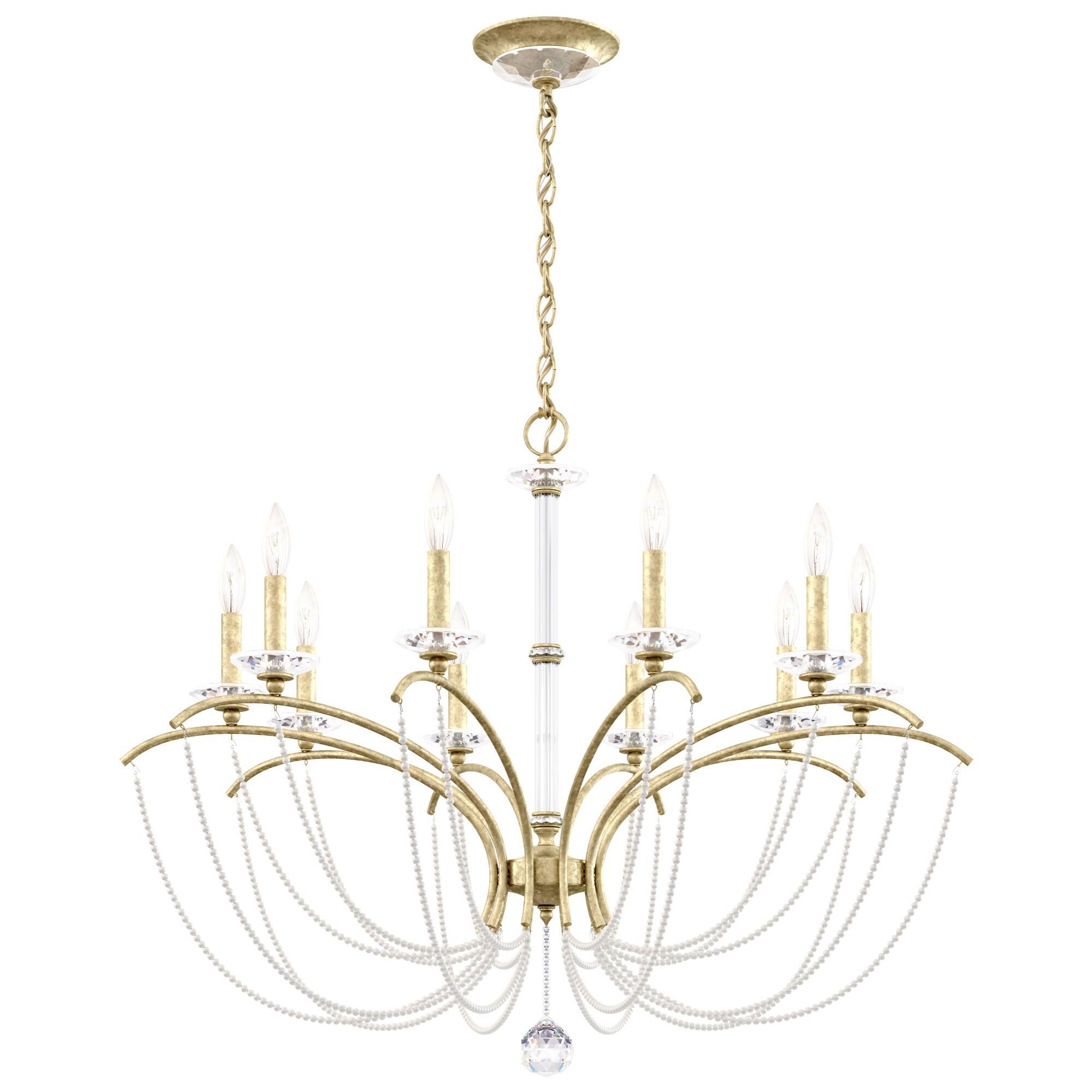 Shown in Heirloom Silver finish and White Pearl crystal
