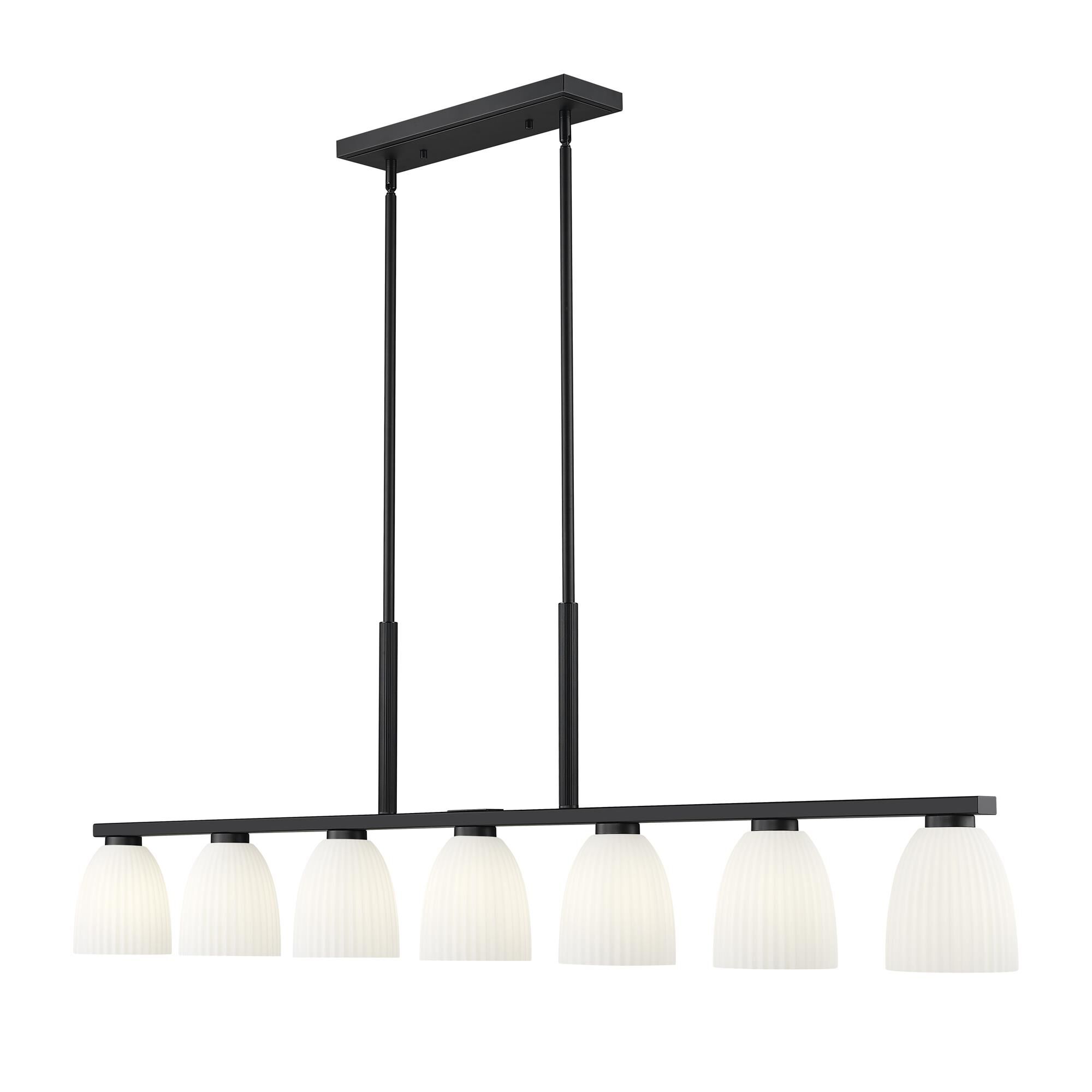 Shown in Matte Black finish and Matte Opal glass and Matte Opal shade