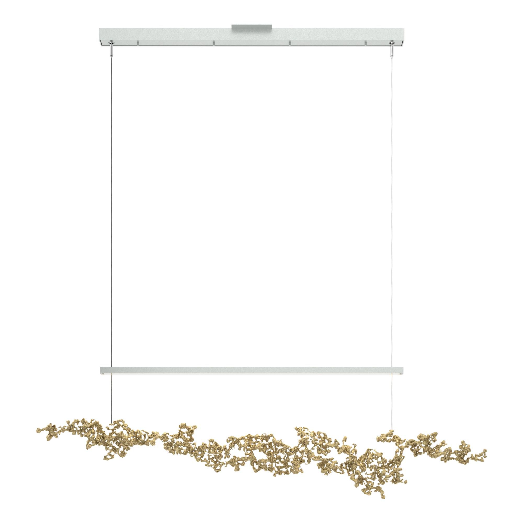 Shown in Vintage Platinum finish and Modern Brass Aluminum shade