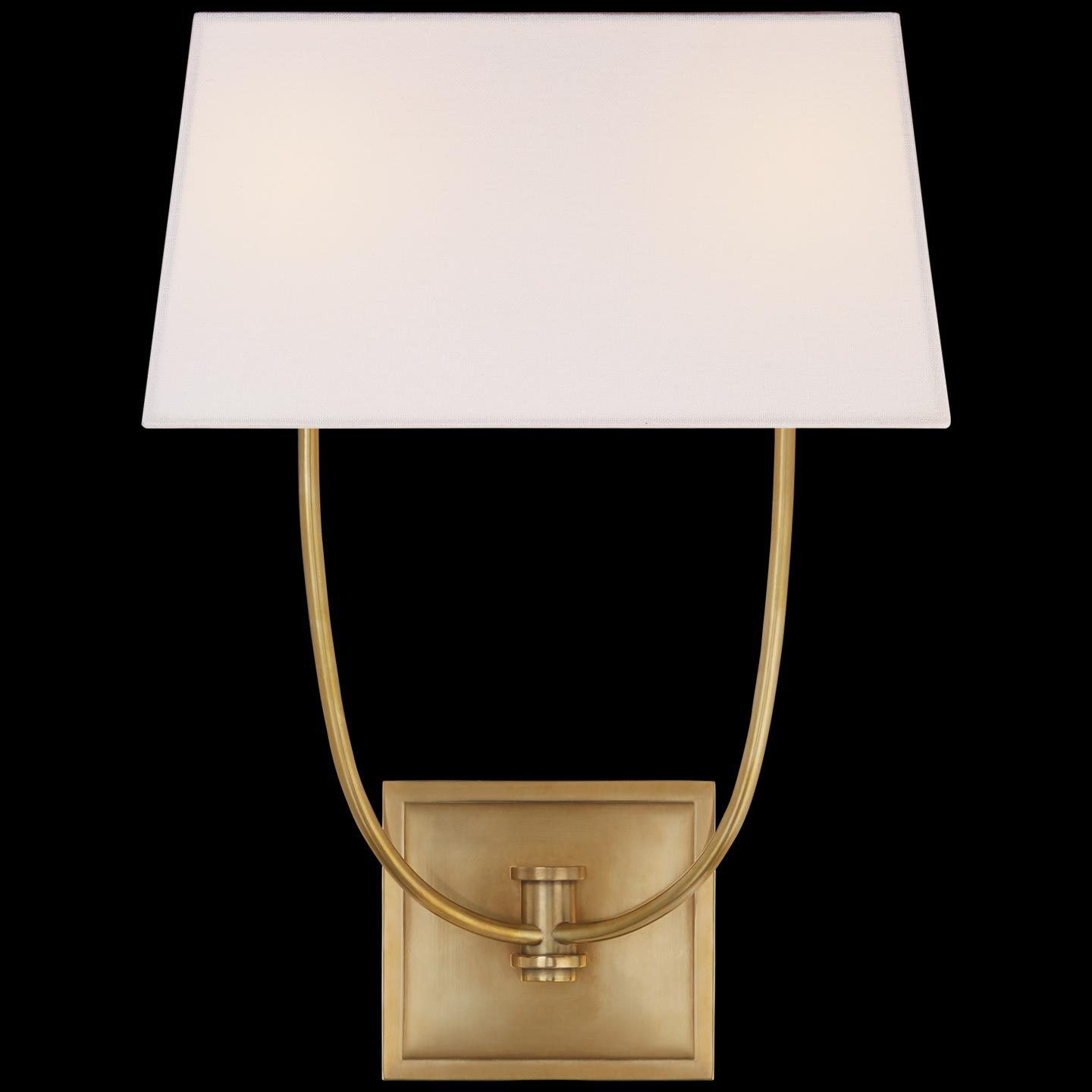Shown in Antique-Burnished Brass finish and Linen shade