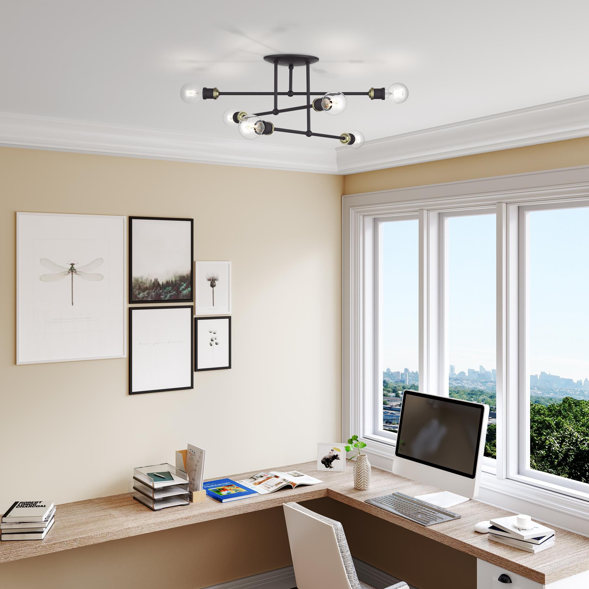 Delacroix 28 Inch Semi Flush Mount by Livex Lighting