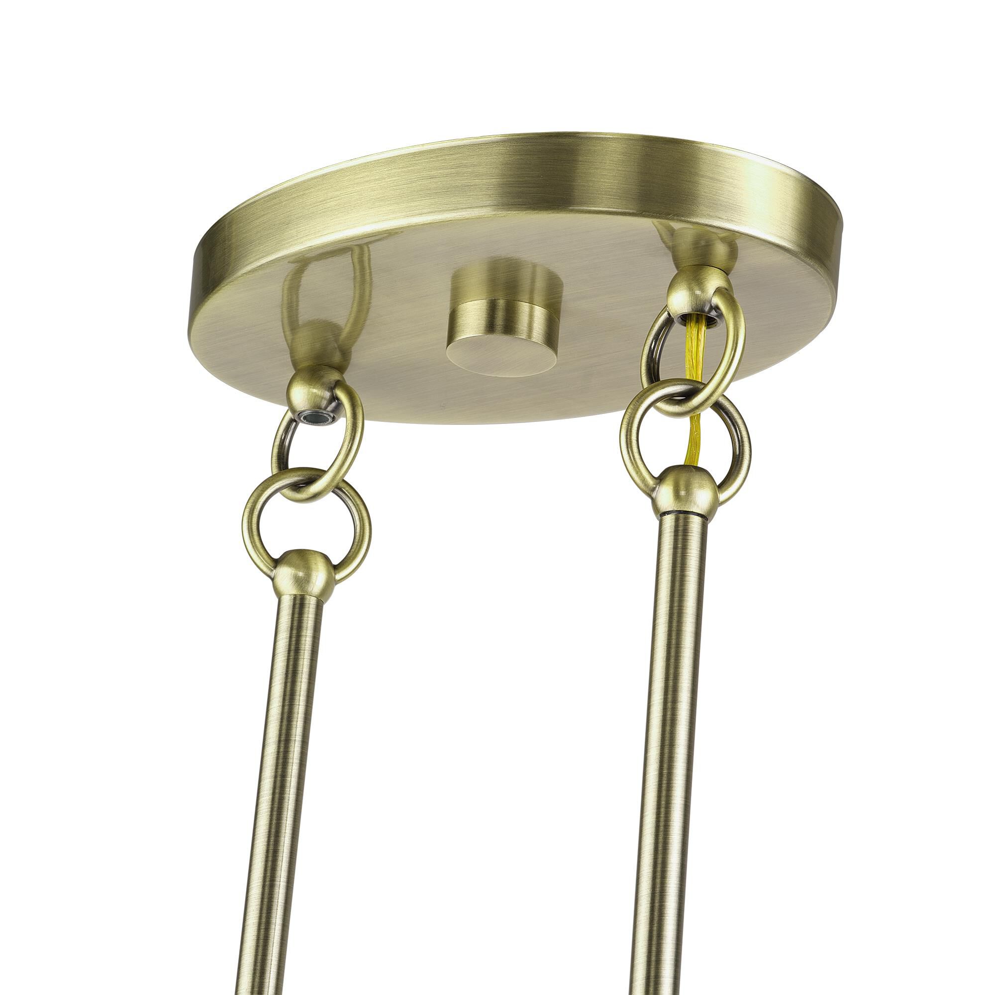 Shown in Antique Brass finish and Hand-Woven Dark Chocolate Color Polyester Rope shade