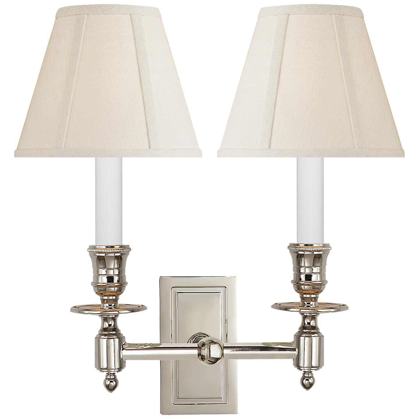 Shown in Polished Nickel finish and Linen shade