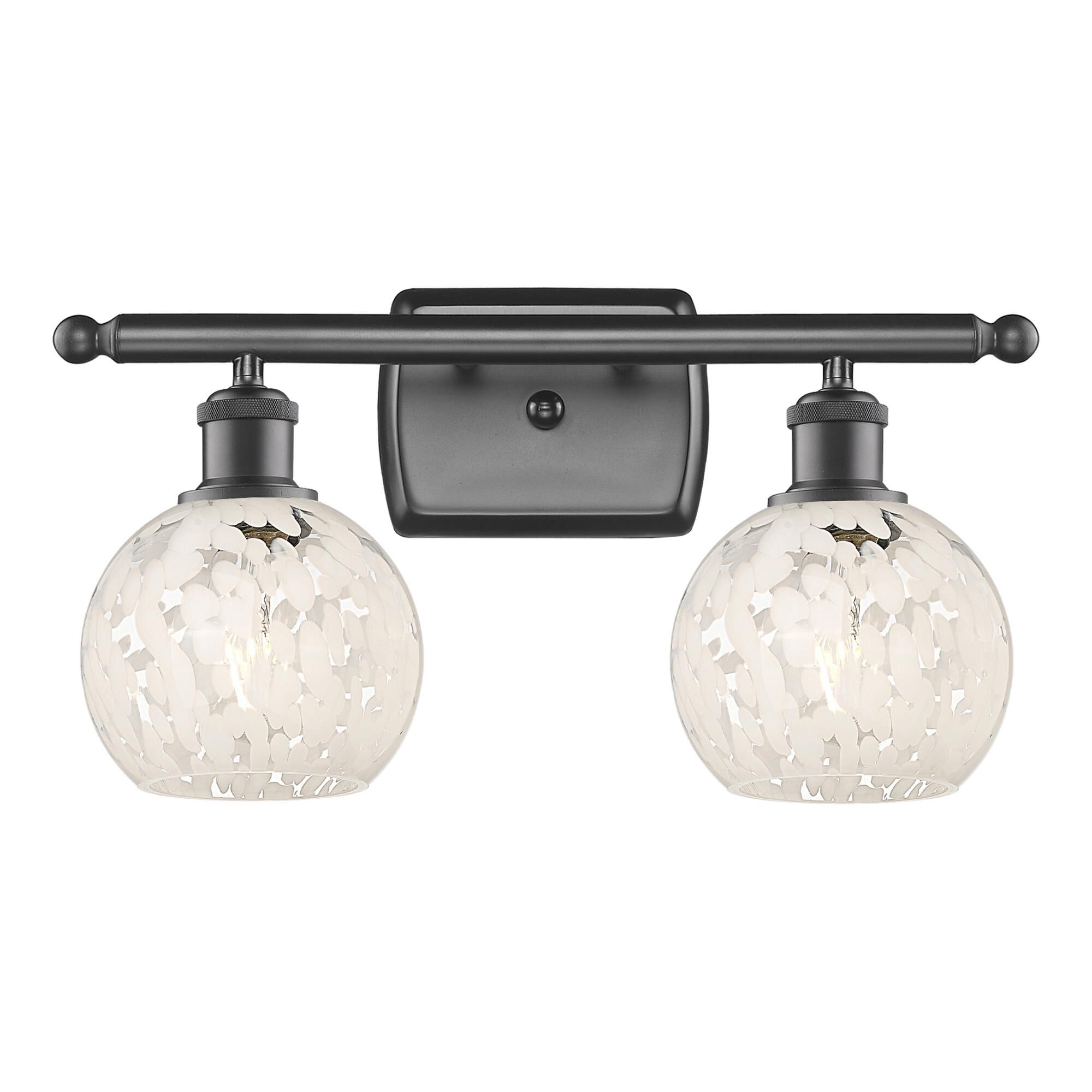 Shown in Oil Rubbed Bronze finish and White Mouchette glass