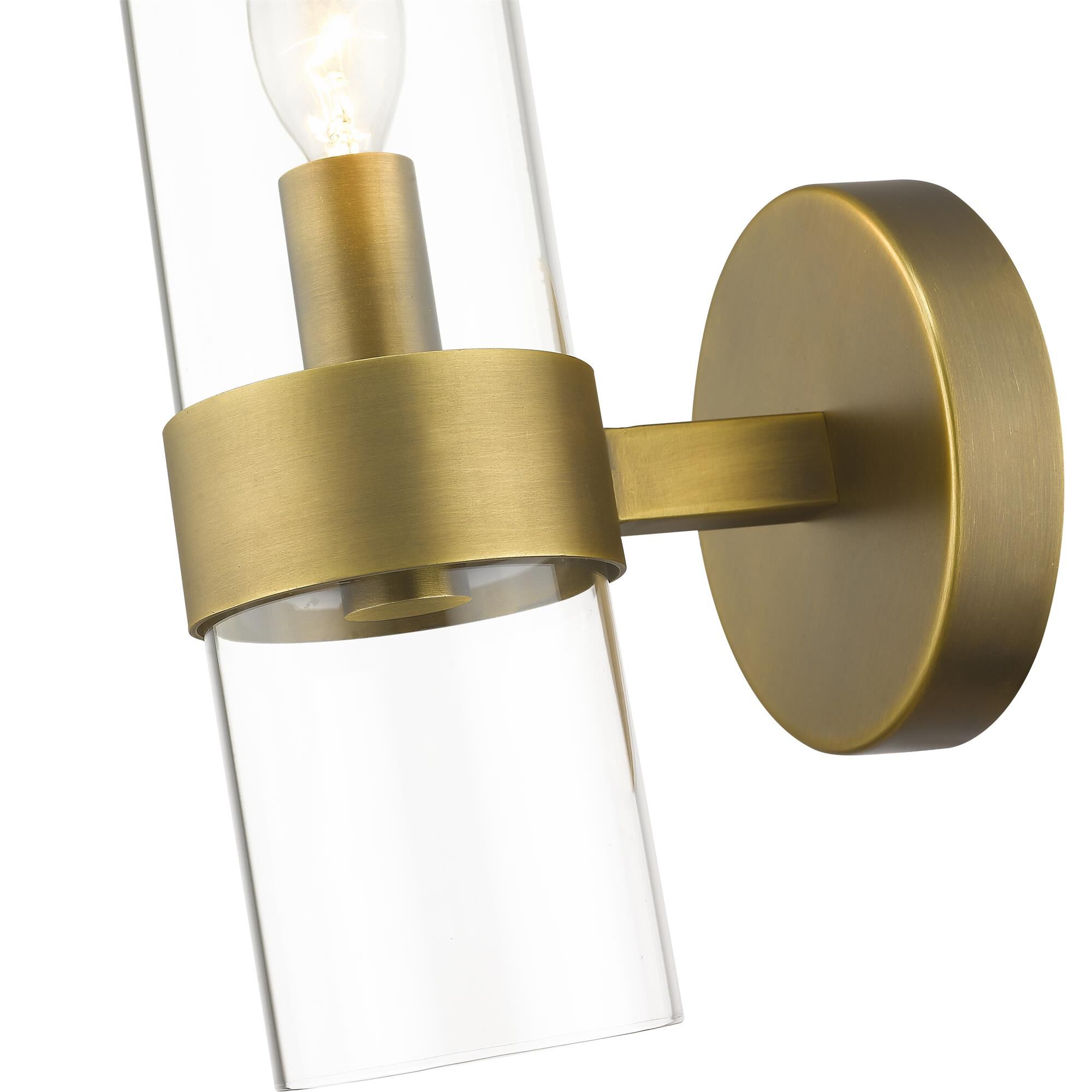 Shown in Rubbed Brass finish and Glass shade