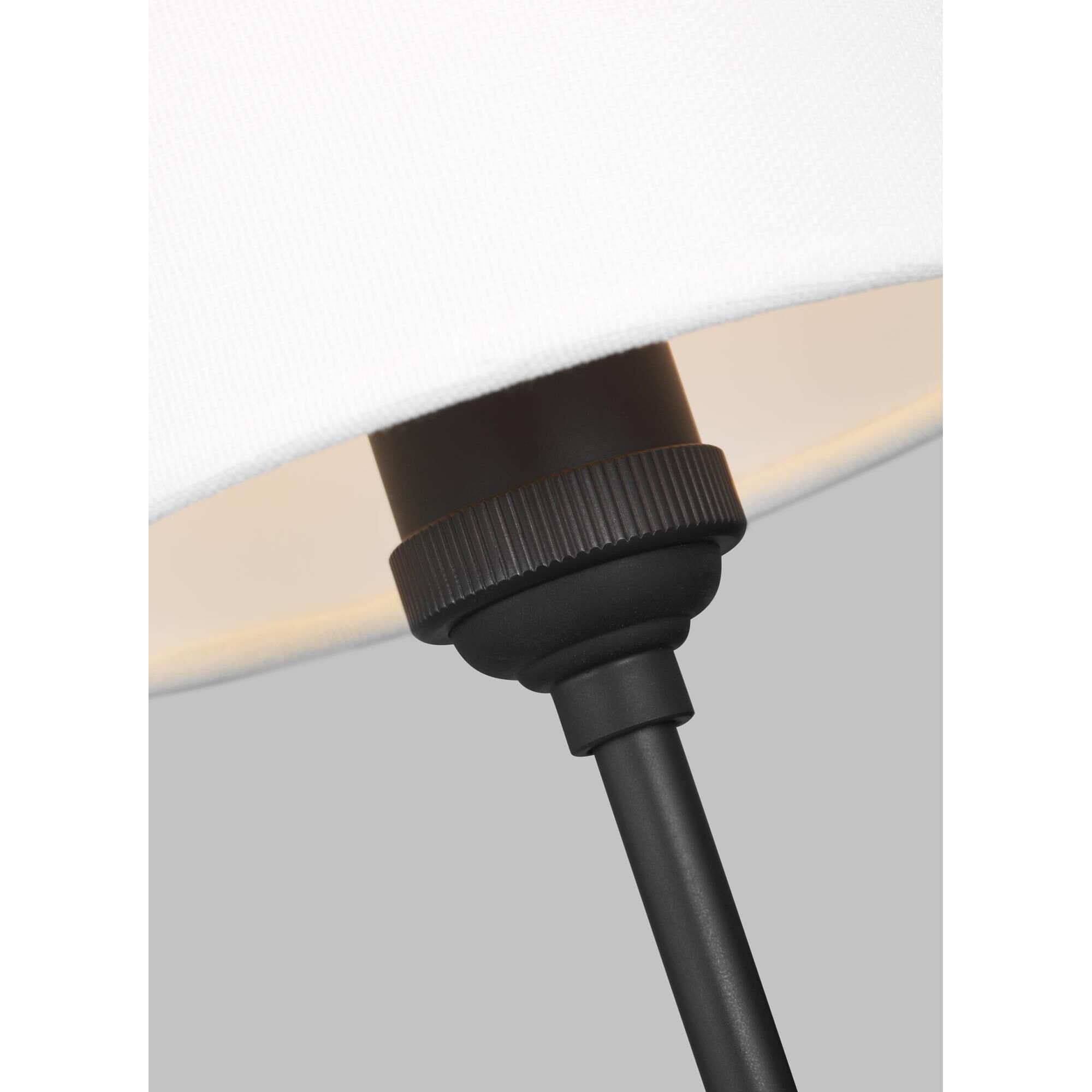 Shown in Midnight Black finish and White Linen Fabric shade