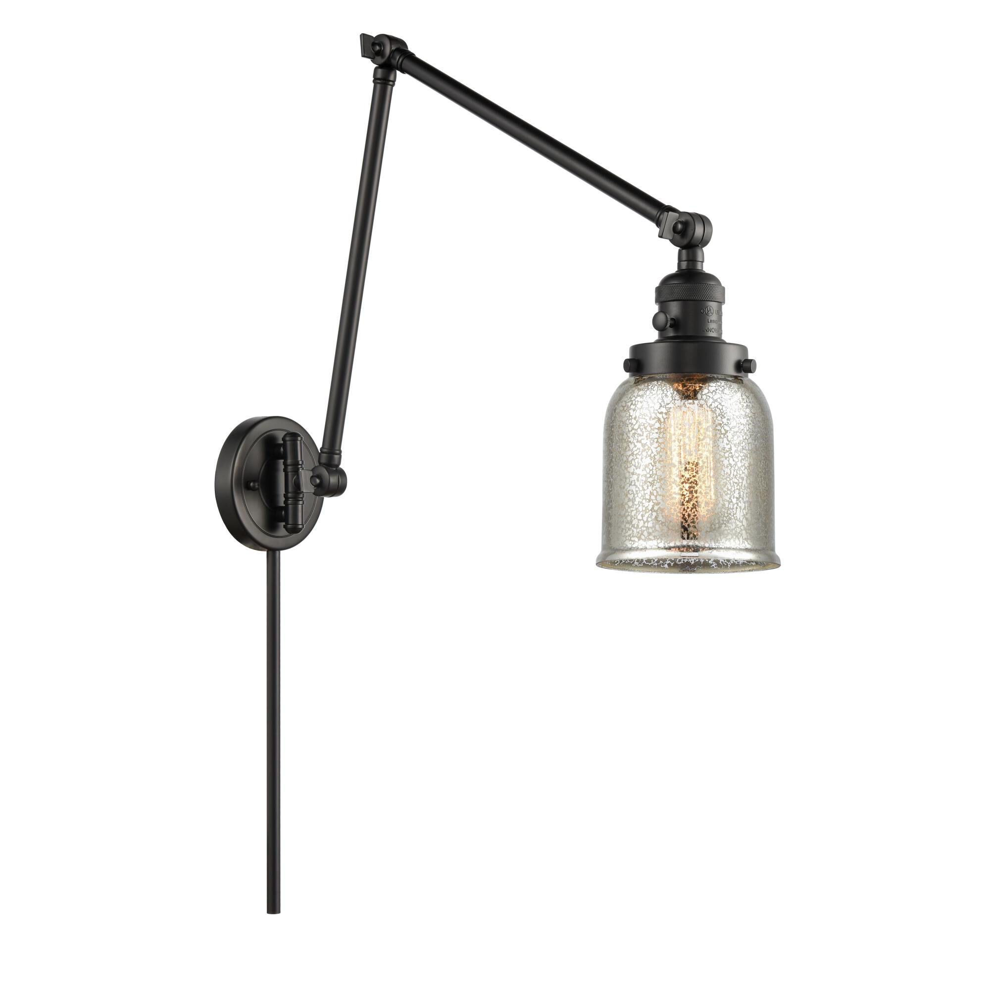 Shown in Matte Black finish and Silver Plated Mercury Small Bell glass