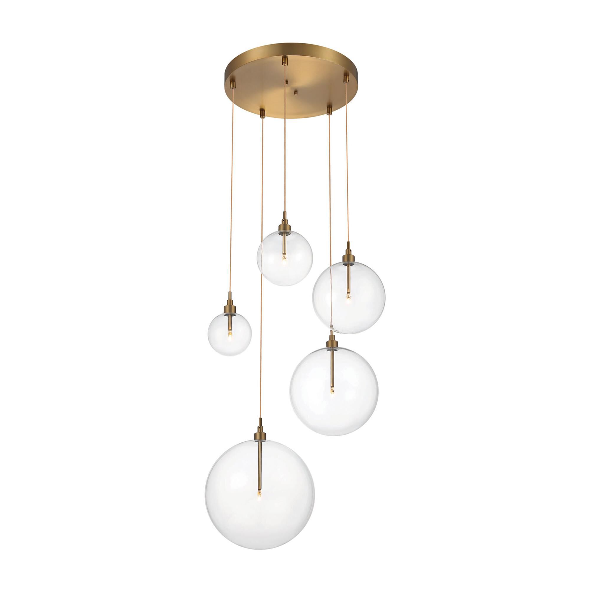 Shown in Natural Brass finish and Clear glass