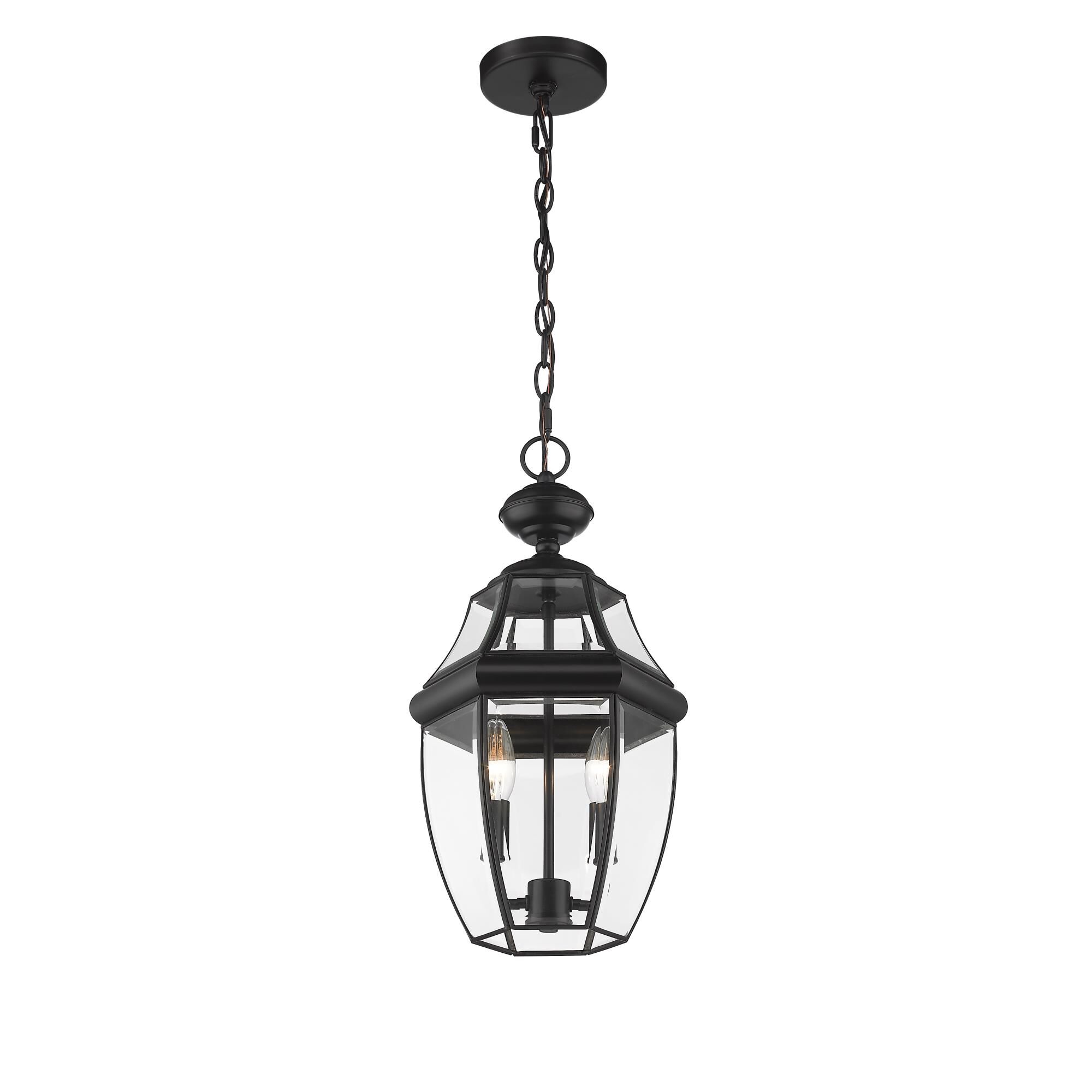 Shown in Black finish and Glass shade