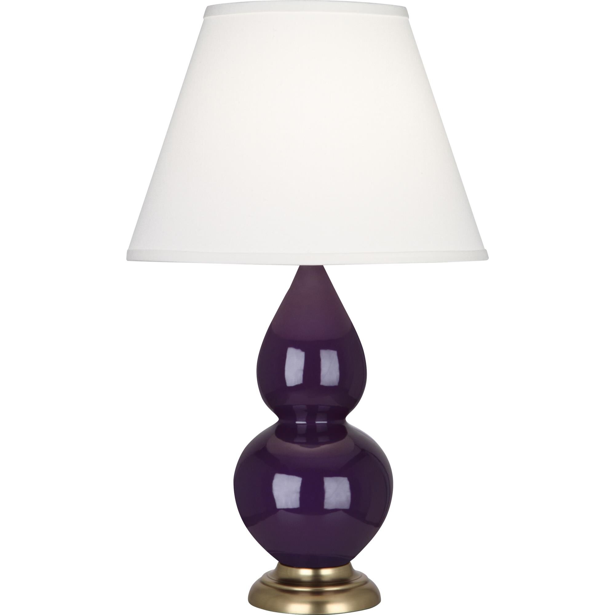 Shown in Amethyst Glazed Ceramic finish and Pearl Dupioni Fabric shade