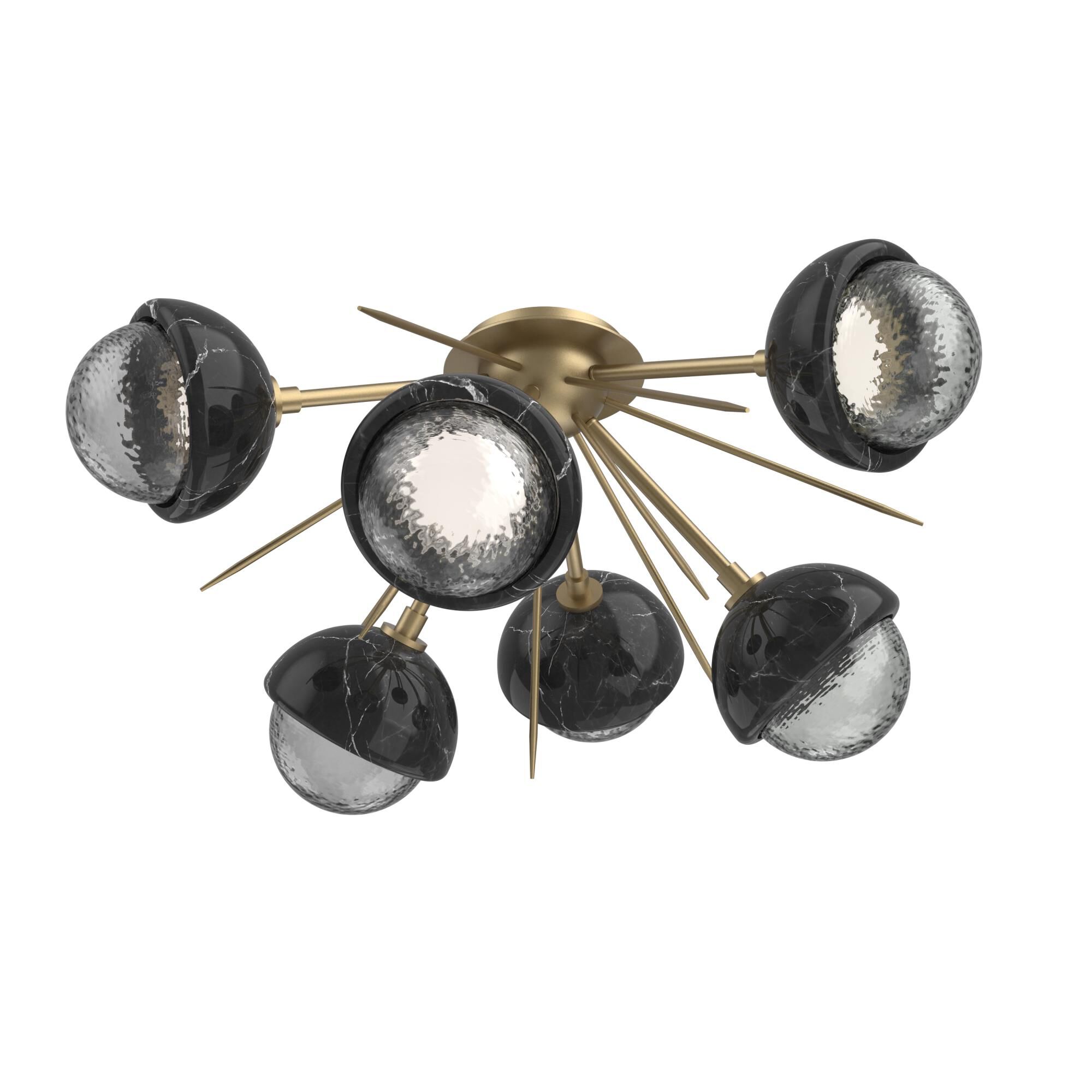 Shown in Gilded Brass finish and Smoke glass and Black Marble accent