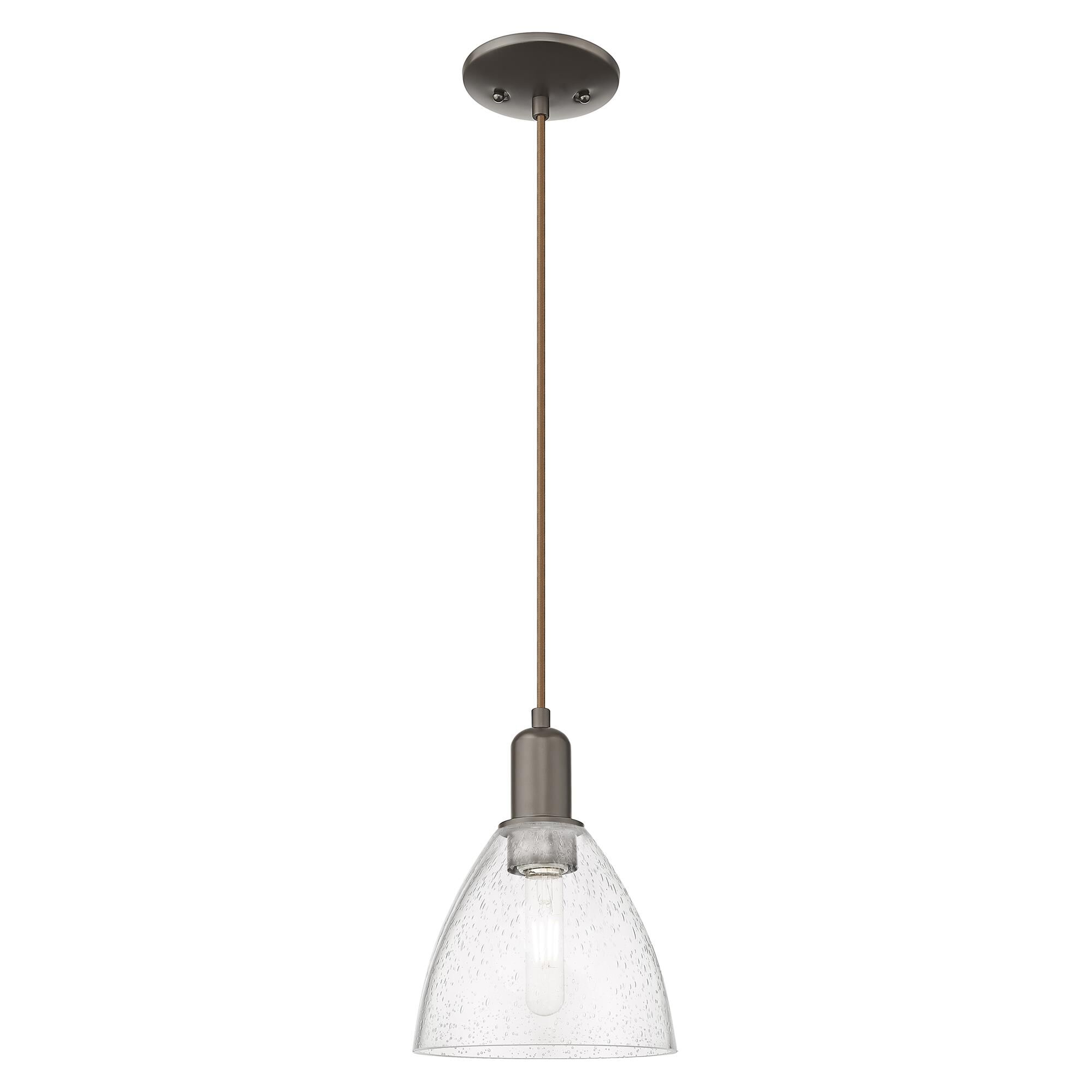 Shown in Oil Rubbed Bronze finish and Seedy glass