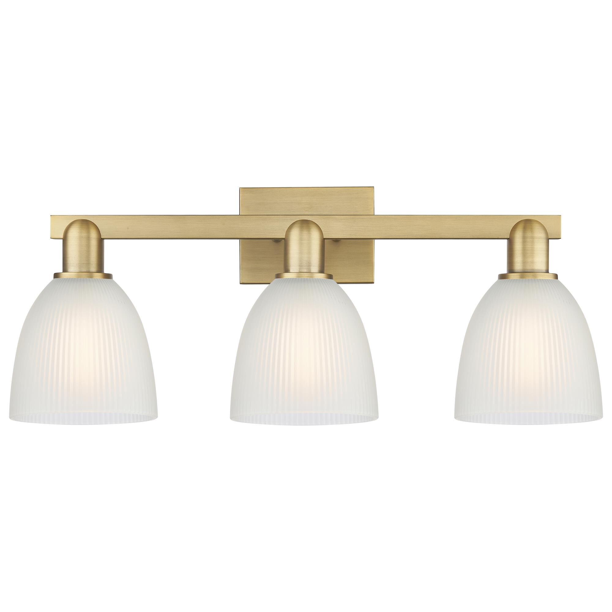 Shown in Brushed Brass finish and White glass