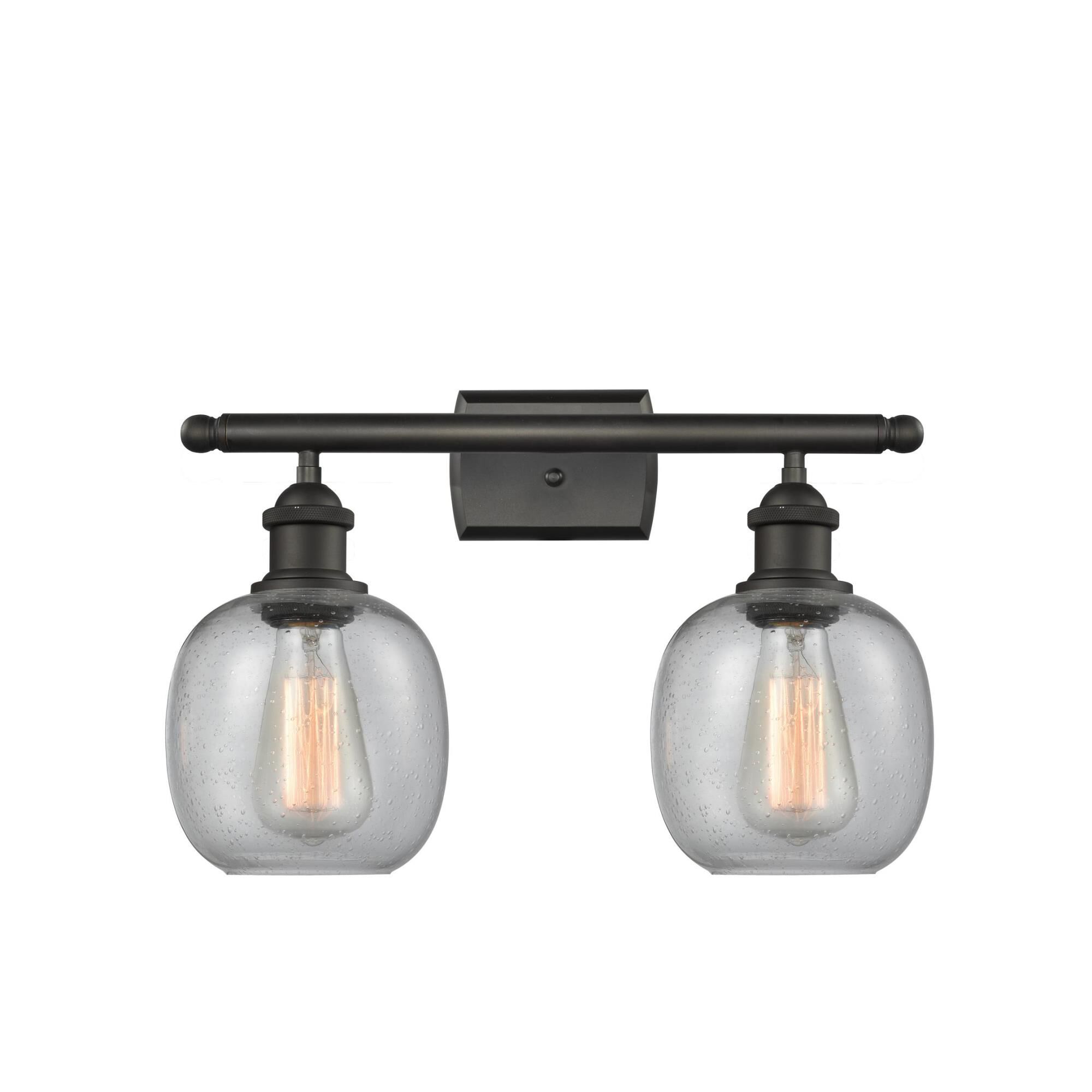 Shown in Oil Rubbed Bronze finish and Clear Seedy glass